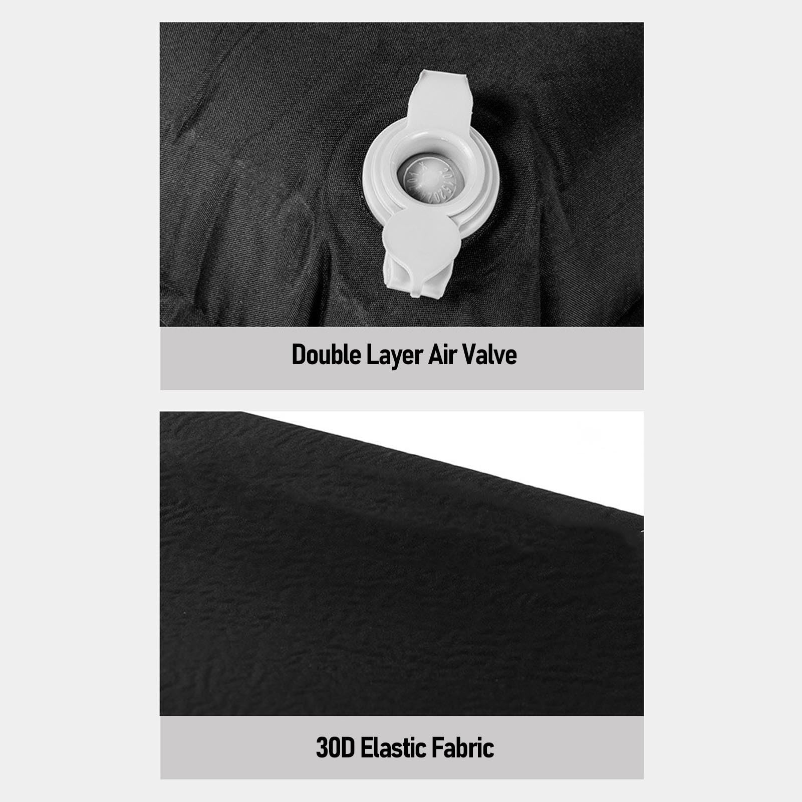 Oreiller de Camping Gonflable, Oreiller de Voyage Portable en Mousse à mémoire de Forme avec Structure à Double Valve, Support épais pour Camping en Plein air, randonnée, sa