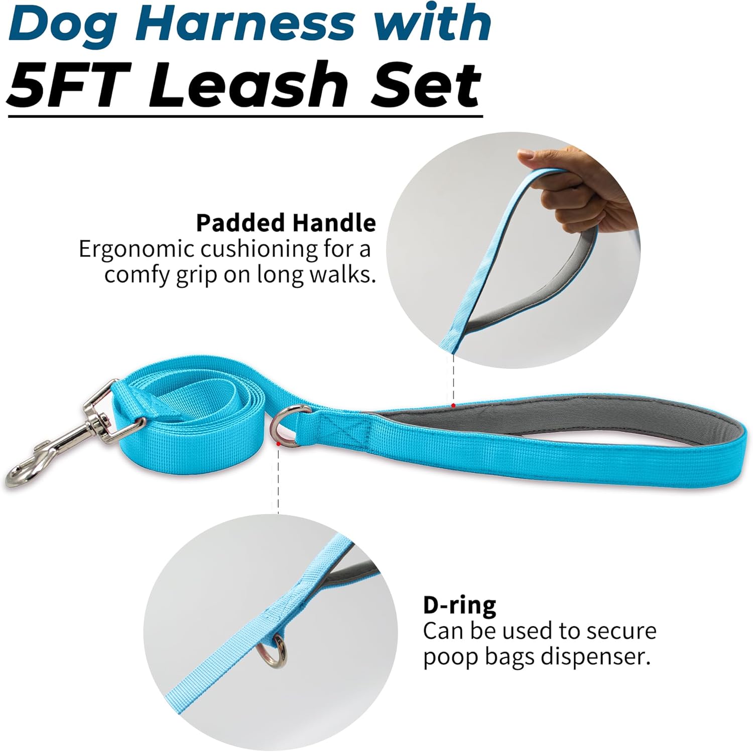 Wuffley Escape Proof Dog Harness and Leash Set, Lightweight Dog Harness with Lift and Assist Handle, No Pull Reflective Pet Vest for Small Medium Dogs, Ideal for Puppy Walking and Training (Blue, M) 4 71K KFfgXDL. AC SL1500