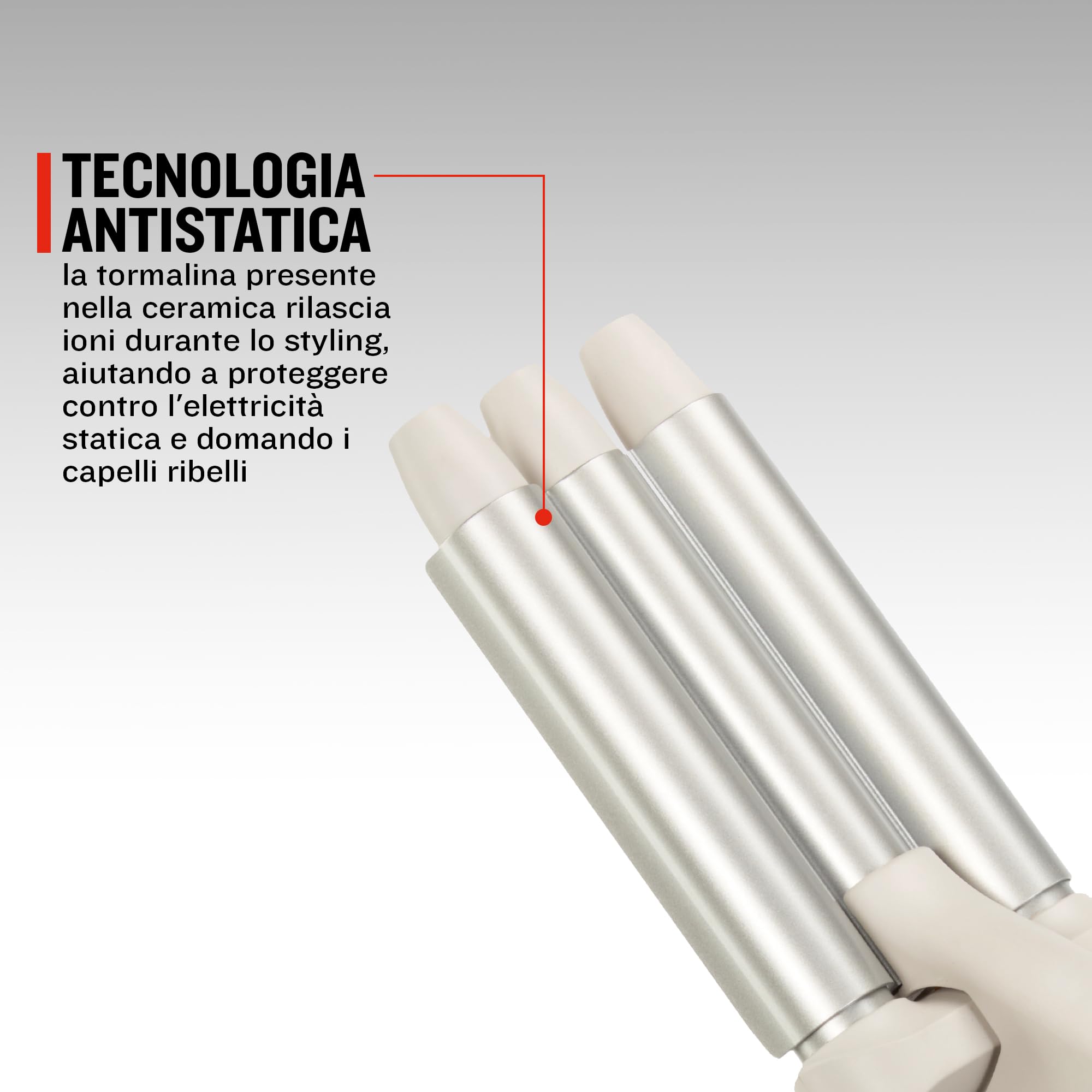 Remington Ferro Arricciacapelli 5in1, Ondulatore, [3 Bacchette in ceramica 13-,33mm, Spazzola rotonda, Accessorio Onde] Display LED 130-210°C, Onde da spiaggia, Ricci spiralati e naturali CI41MS5E51