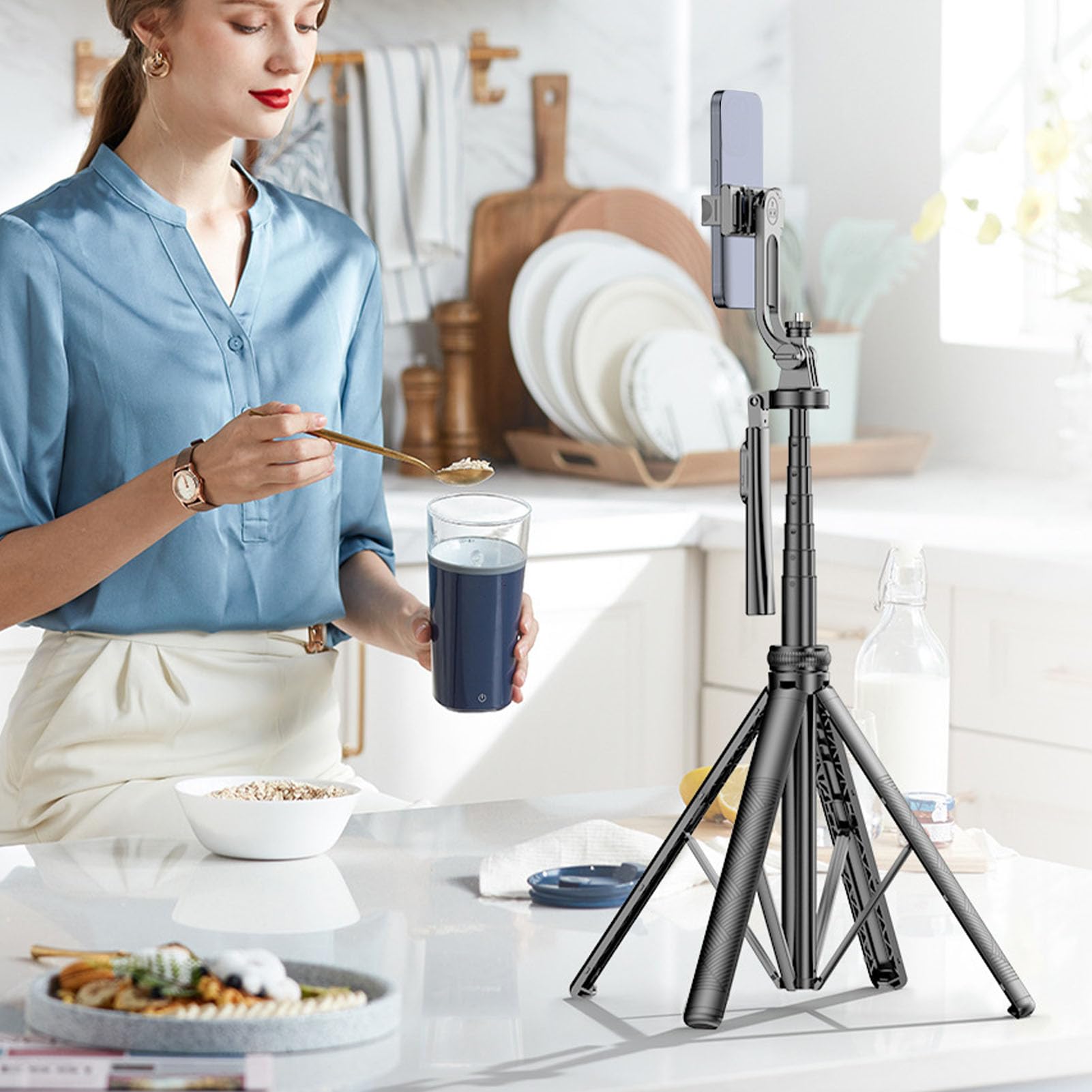 CHICIRIS Perche à Selfie Trépied pour Téléphone, 71 Pouces Ajustable