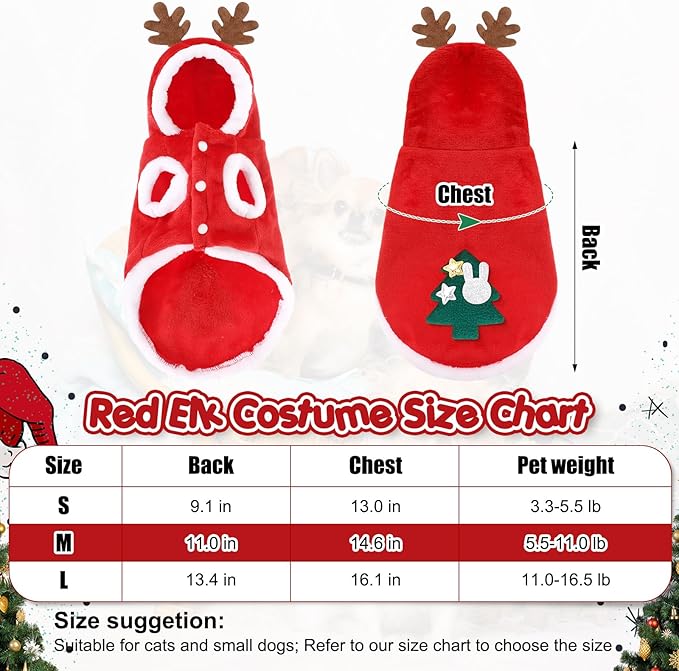 Disfraz Navideño para Perro y Gato Tamaño Mediano JaGely miniatura 3