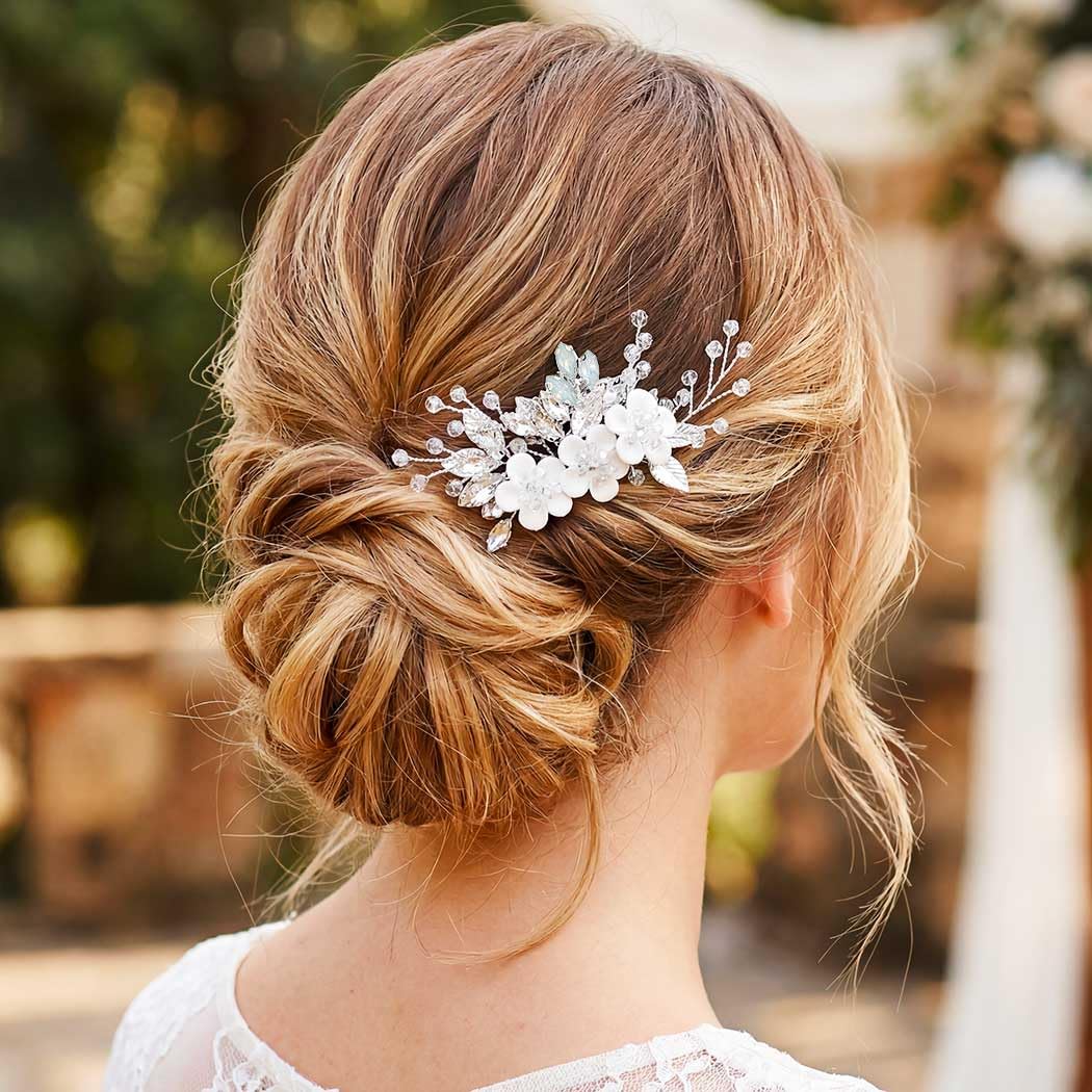 GORAIS Flower Girl Hair Accessory Silver Wedding Hair Accessories Bridal Hair Comb for Brides and Women