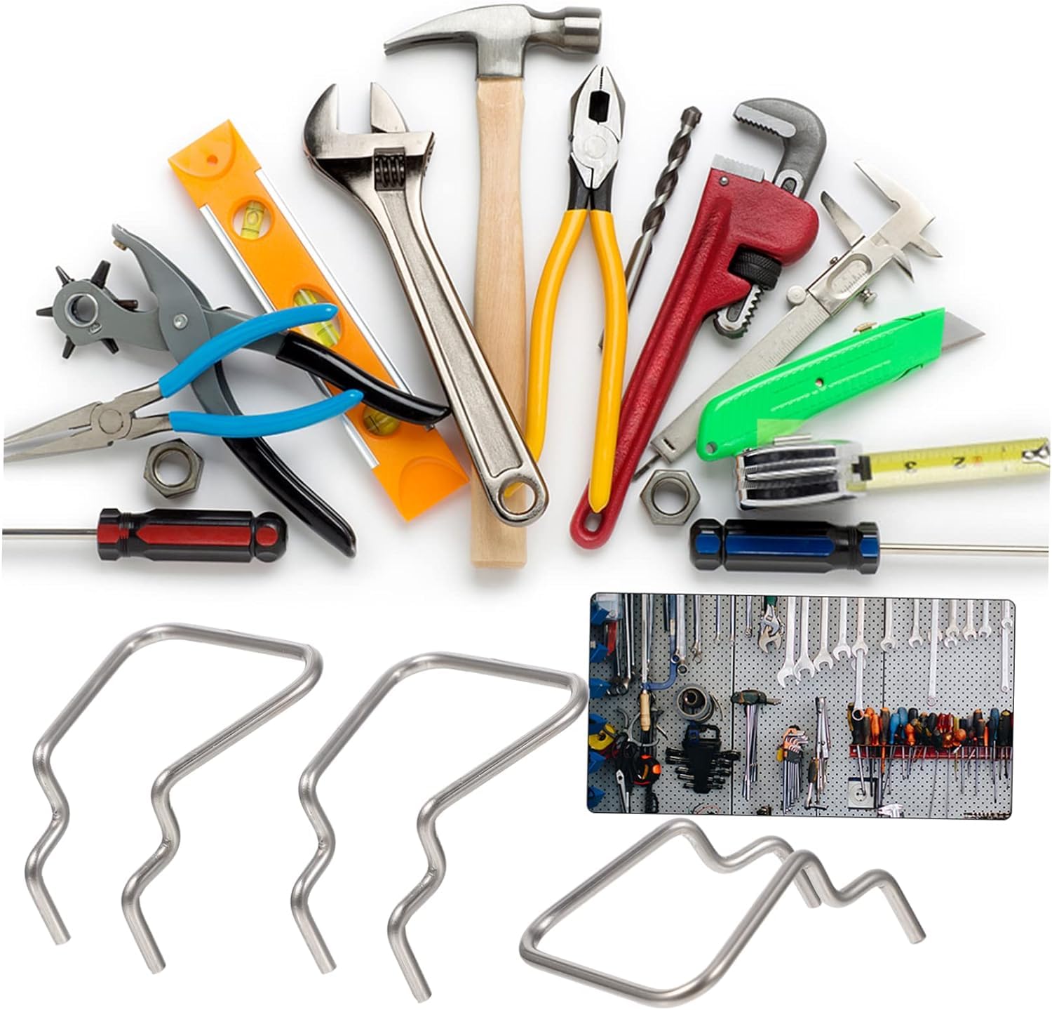 Stecktafel-Haken, 12 Stück Lochtafel-Haken, Kleiderbügelhaken, Stecktafel-Hängeklammerhaken, Metall-S-Haken, Stecktafel-J-Haken, Einzelhaken, Strumpfhaken for Regal, Zange, Präsentationsständer, Haken