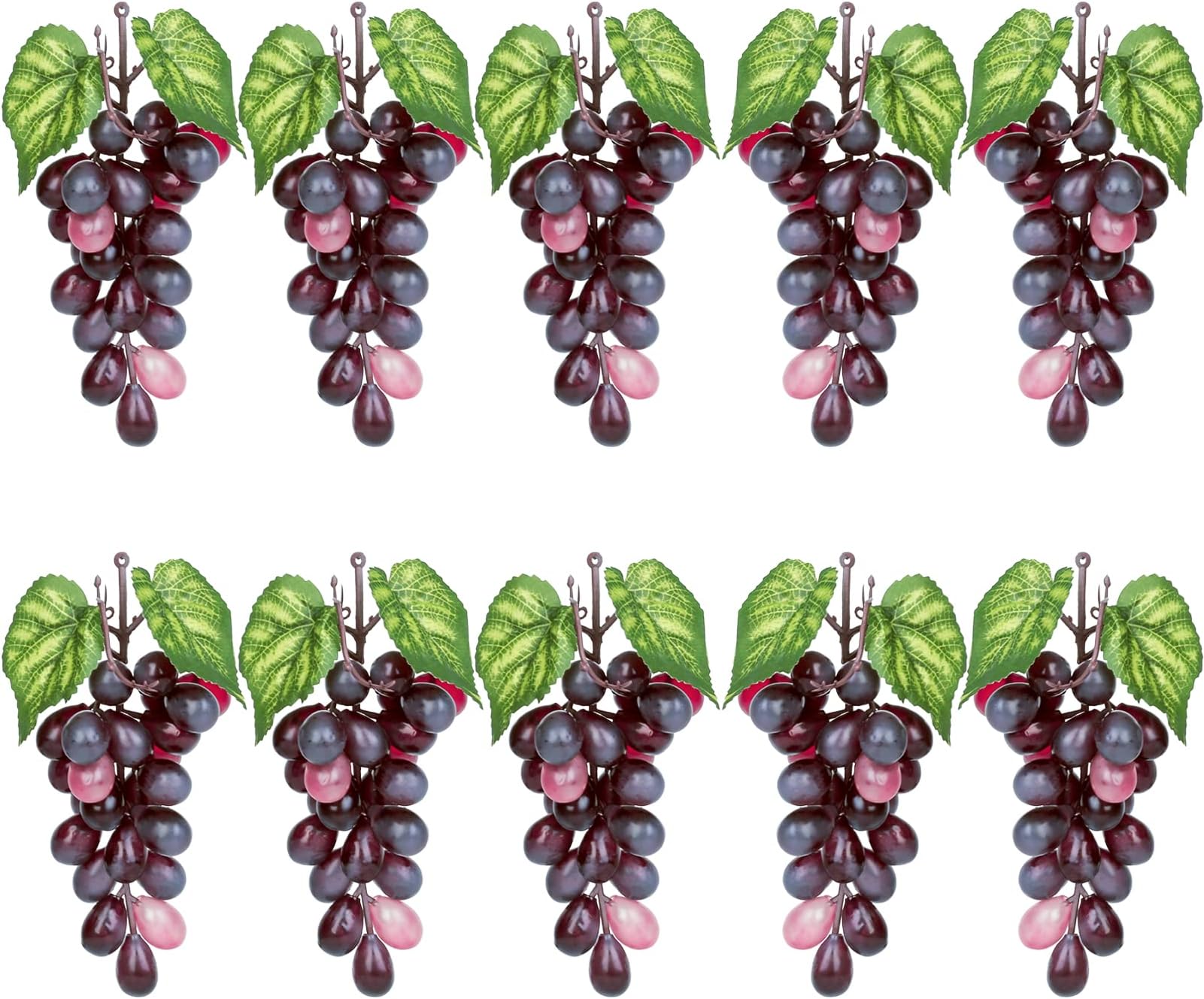 VEOAY Fake Grapes Artificial Fruit Mini Grapes Clusters for Home House Kitchen Party Wedding Decor (10, Purple)