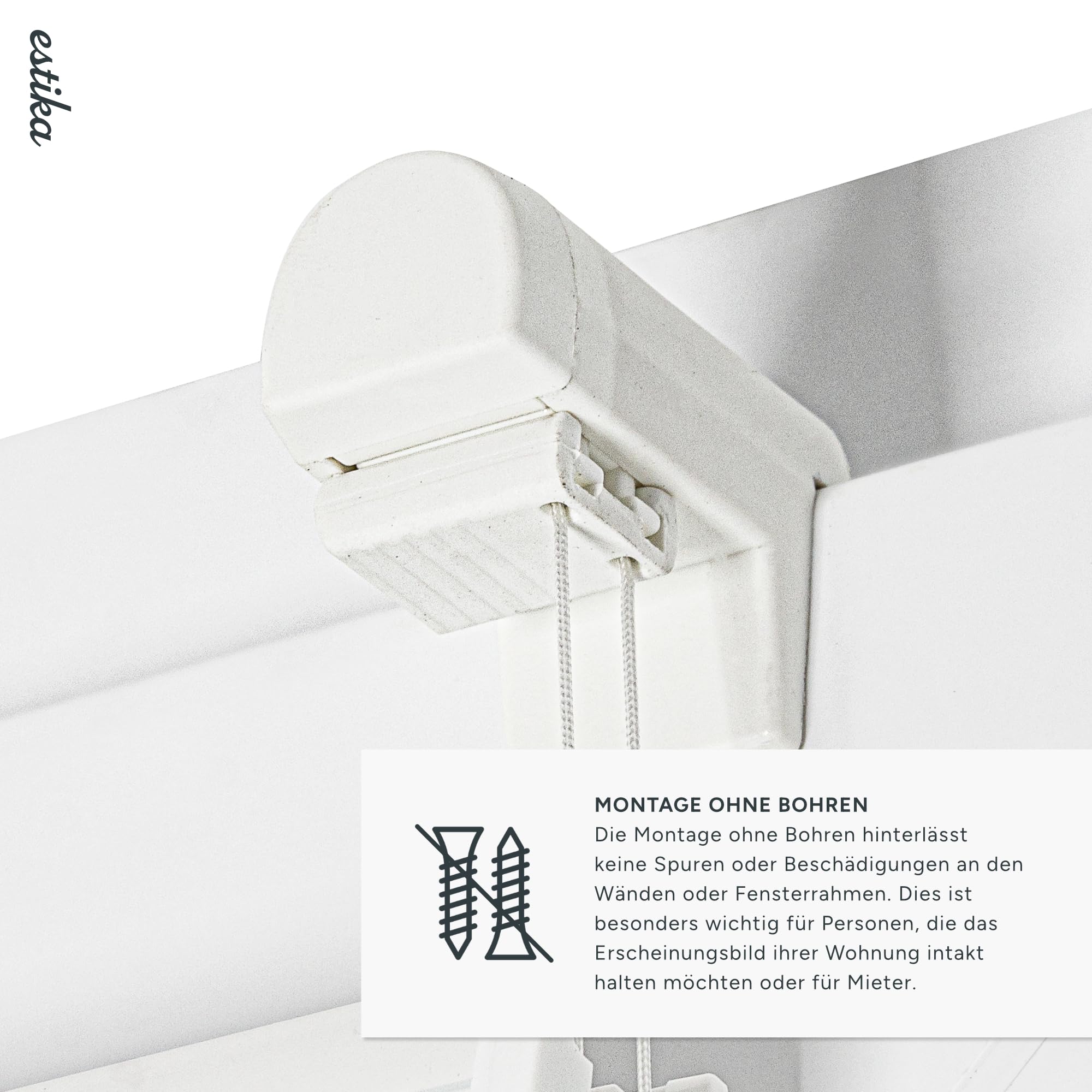 Estika Tenda plissettata senza forare - 75 x 230 cm - Bianco - per interni, per finestre, tessuto semi-trasparente, fissaggio a morsetto (Klemmfix), protezione solare