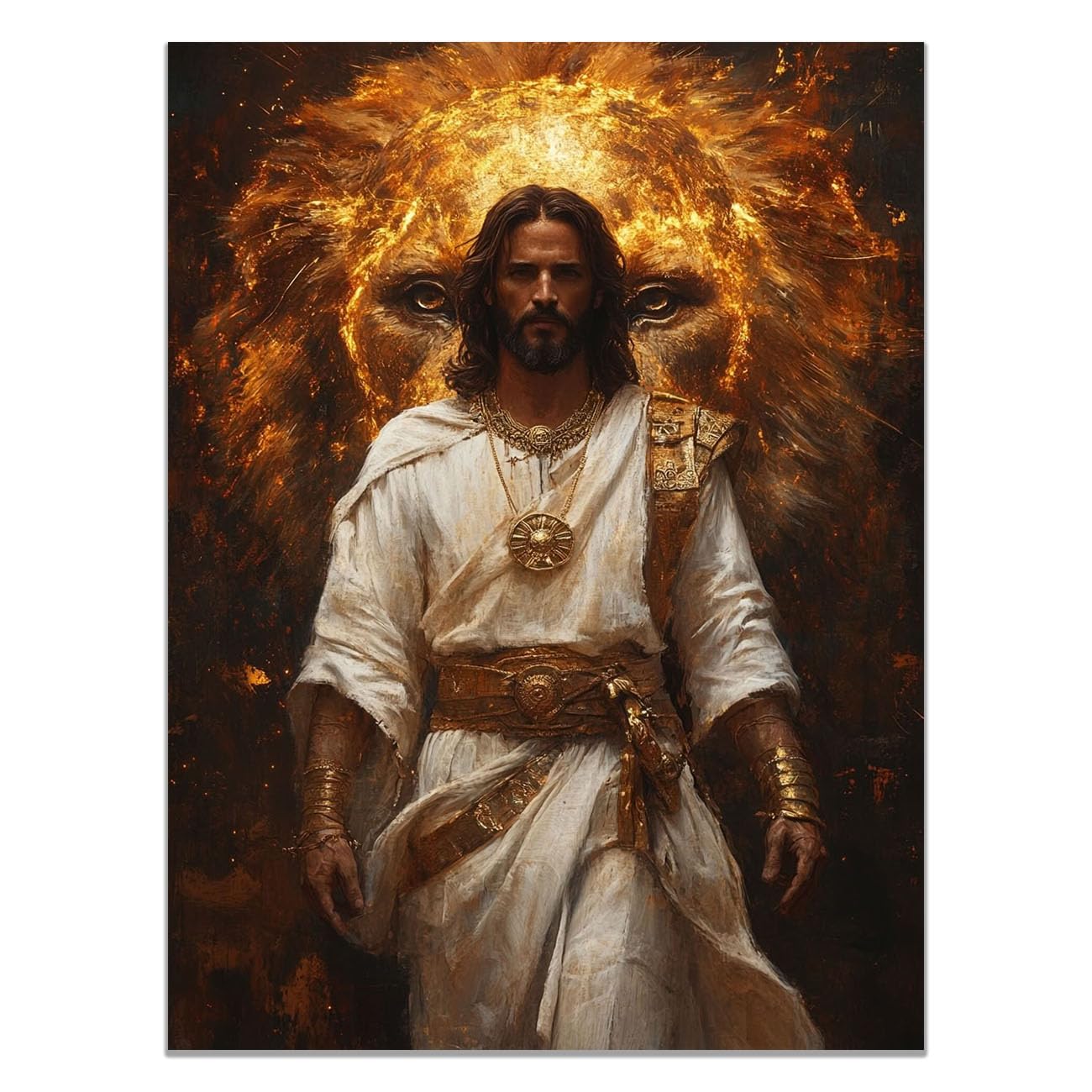 QUSAAOU Canvas Wall Art Jesus Christ Image (Spot Check) icture Christianity Cross Poster Print Painting for Living Room Bedroom Prayer Room Home Decorate(golden)-70x100cm Unframed