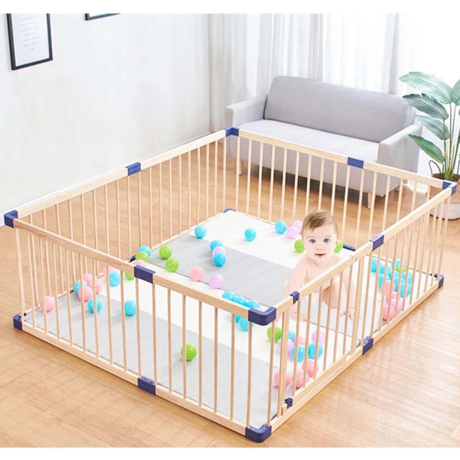 Sonakia Natural Wooden Baby Playpen 140X200cm 150X180cm 160X160cm, Foldable Baby Fence, Toddler Playpen, Infant Crawling Fence, Baby Playpen With Door,180X240cm