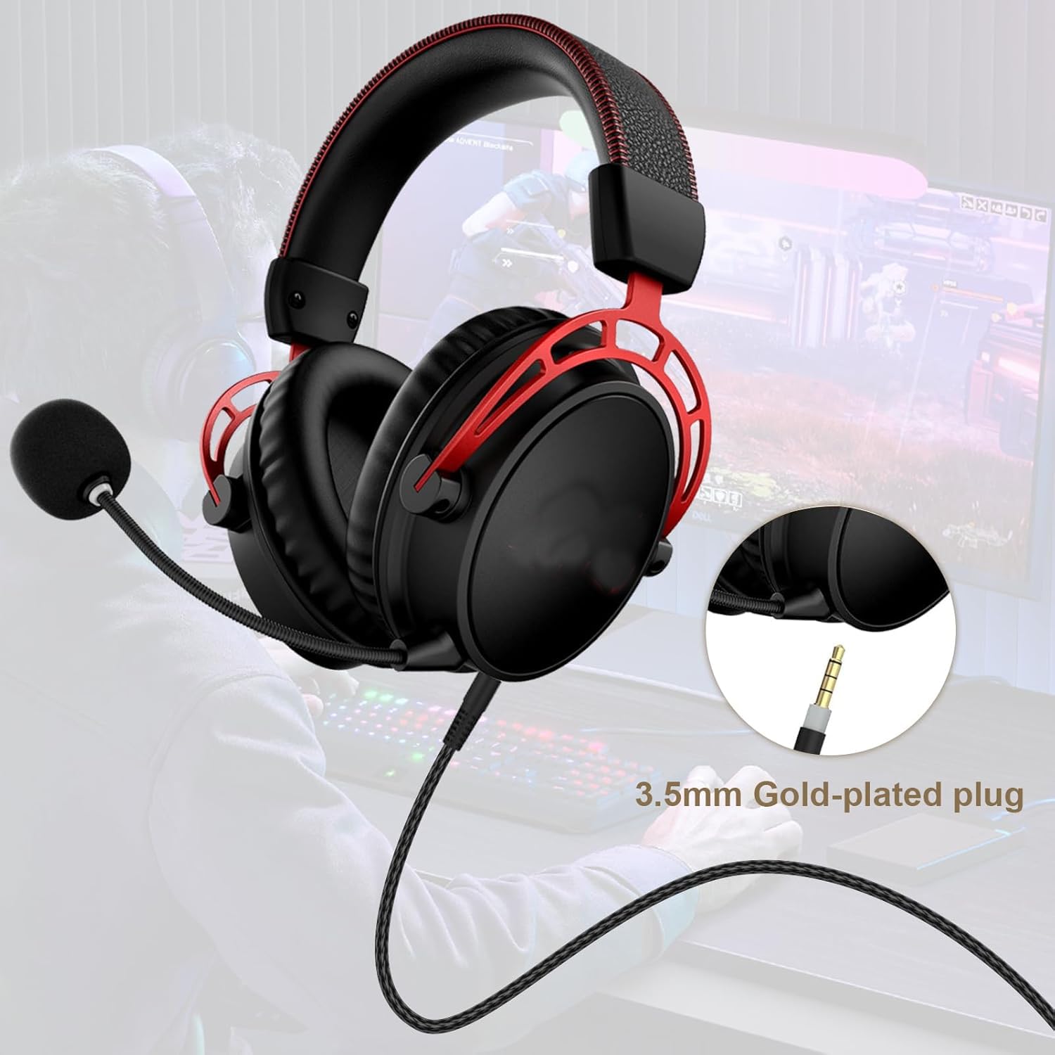 Kabel Aux Audio Cloud Alpha 3,5 mm, kompatybilny ze słuchawkami HyperX Kingston Cloud Alpha i Cloud Mix, 5 stóp (bez mikrofonu)