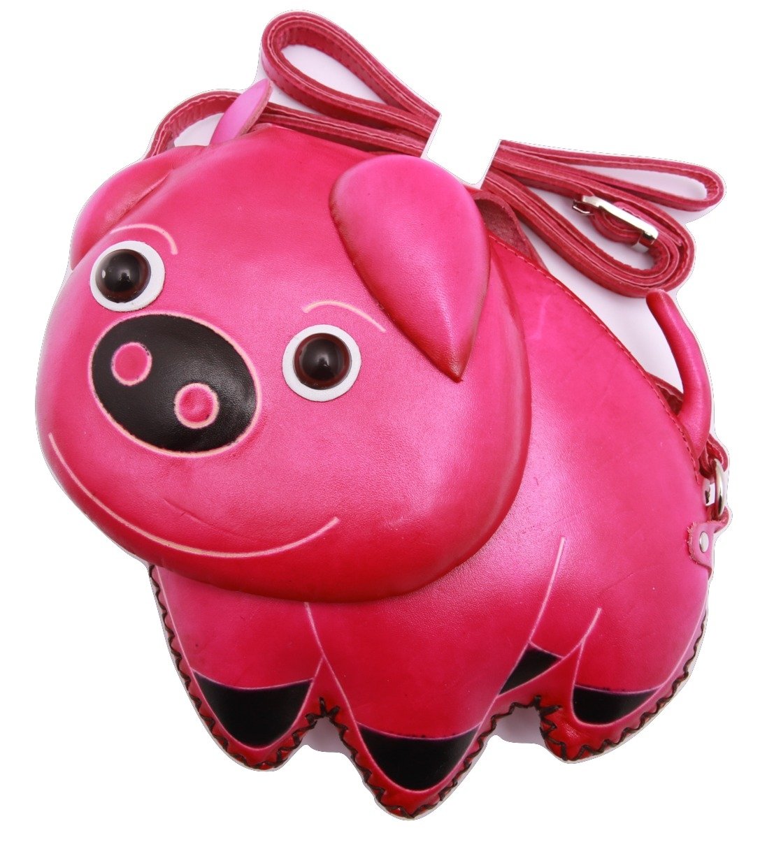 Women's Handmade Leather Pink Pig Shoulder Bag