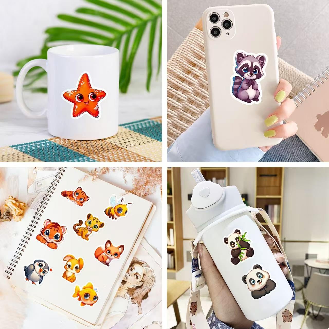 100 Pcs Big Eyes Cute Animal Stickers Bulk for Kids Classroom Boys Girls.Waterproof Vinyl Kawaii Stickers Packs for Water Bottles Phone Laptop Cup.Teacher Reward Sticker Supplies Must Haves - Image 4