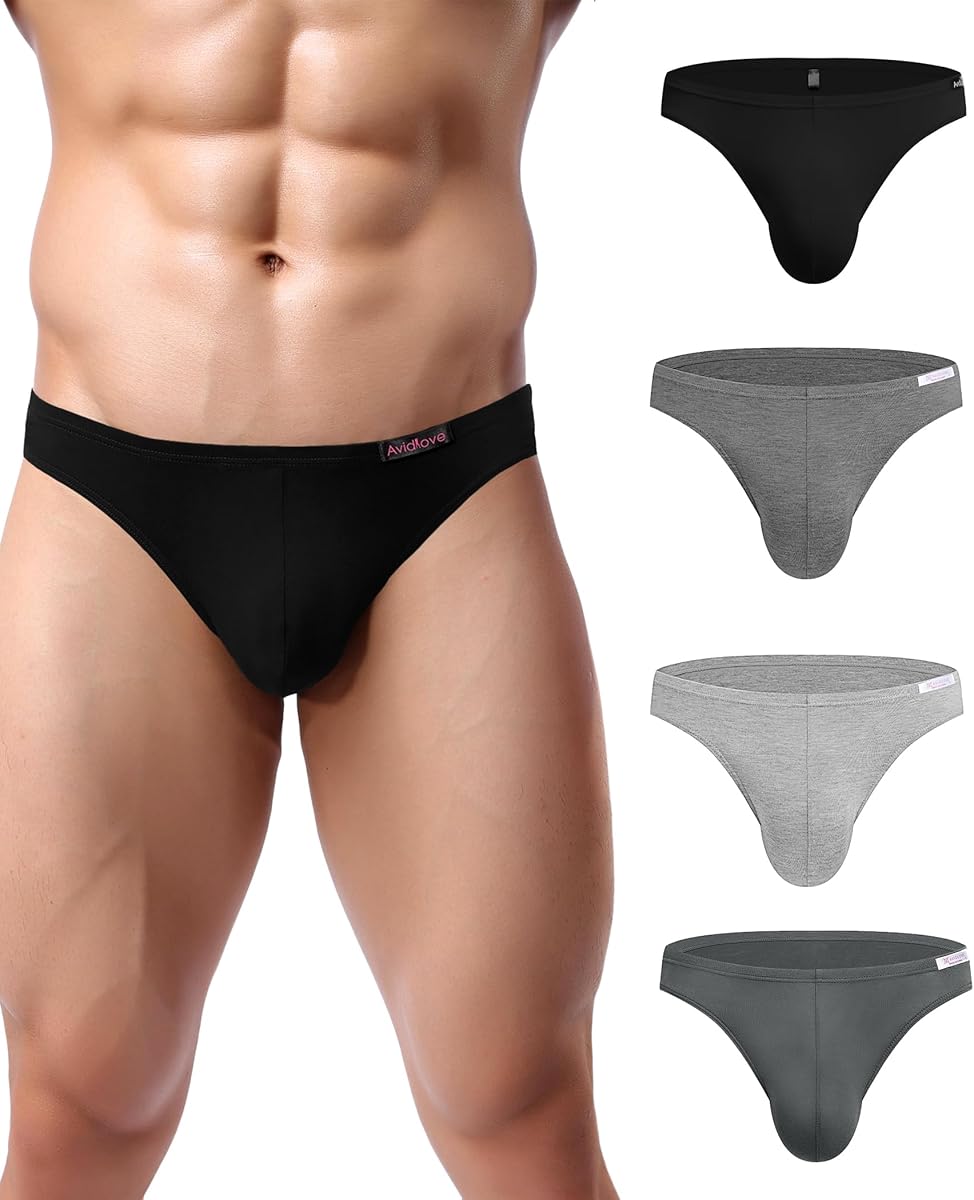 Avidlove Mens Bikini Underwear Low Rise Briefs Microfiber Underpants 4 Pack