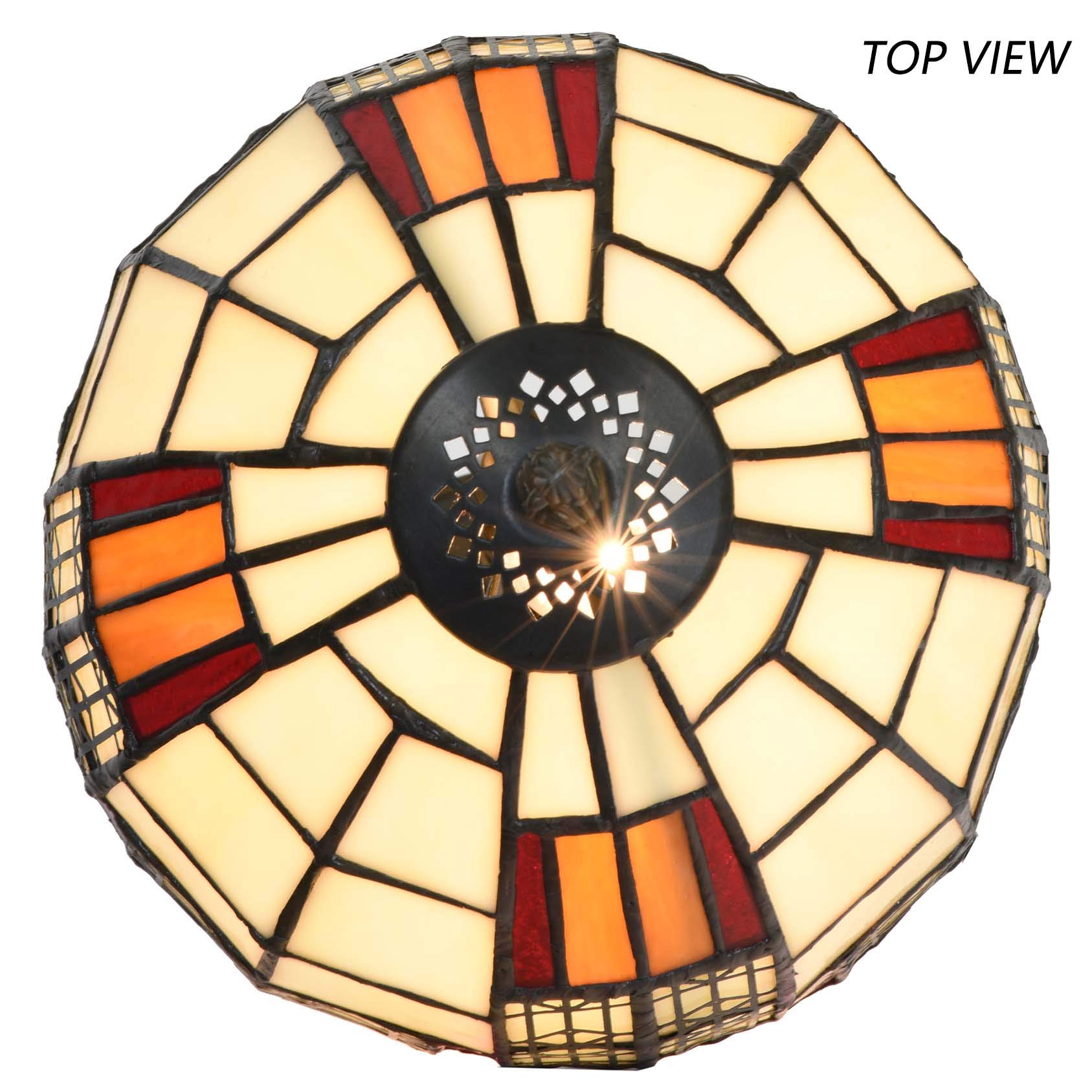 Bieye L10728 Color Block Tiffany Style Stained Glass Table Lamp with 8-inch Wide Lampshade for Bedside Bedroom Living Room 13 H product thumbnail 4