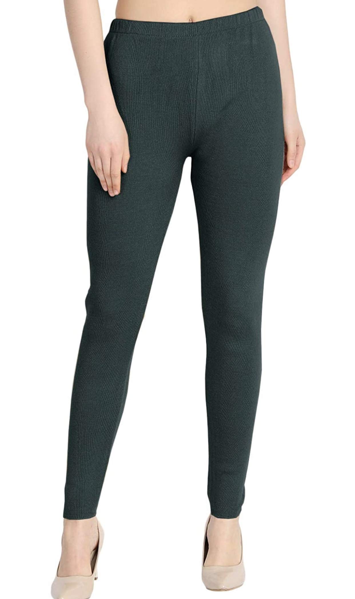 tnq Women's Stretch Fit Wool Leggings (TNQ601_Bottle Green_Free Size)-picture-17
