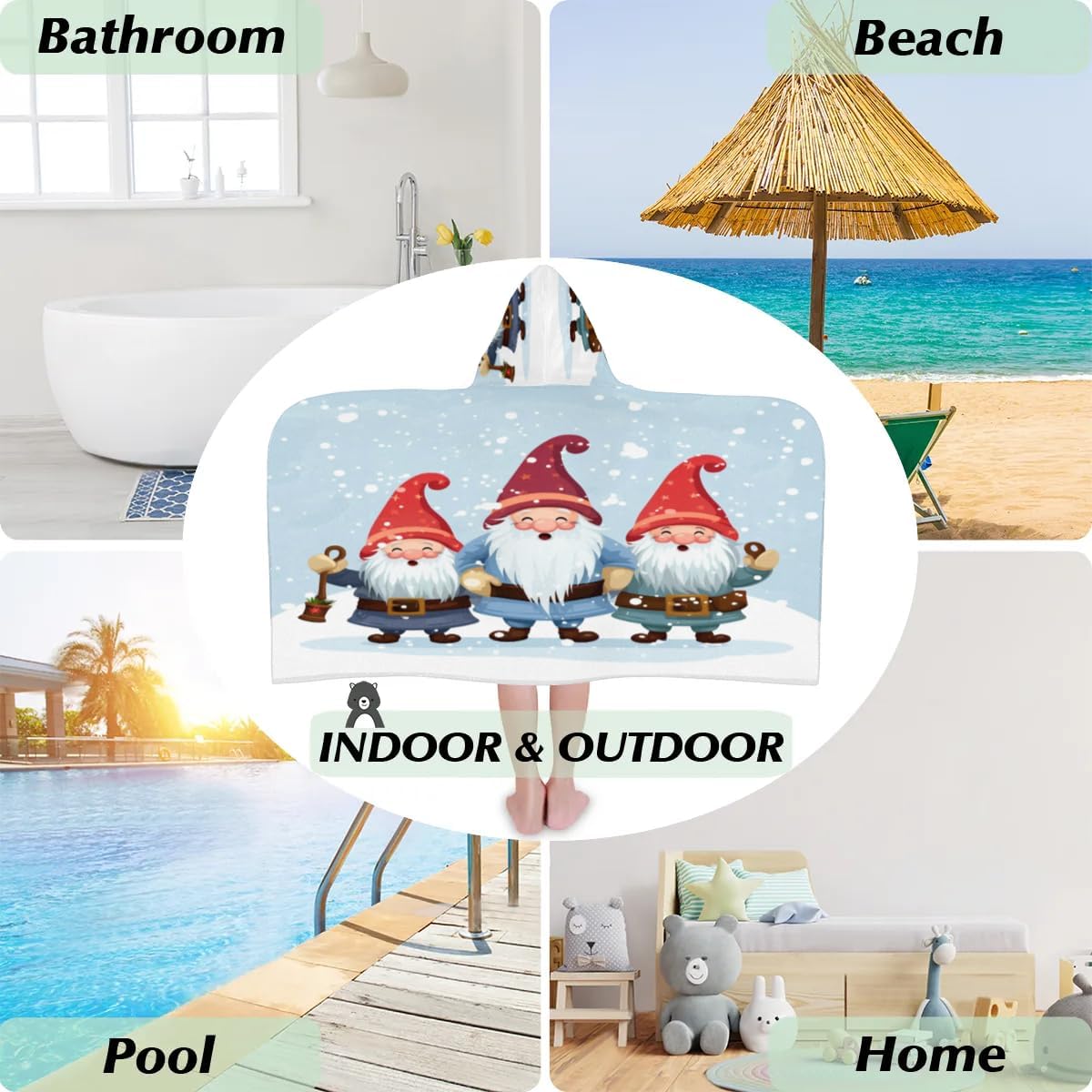 Pardick Kid Bath Towels Funny Dwarf Kids Towel with Hood for Girls Boys Beach Towel Pool Cover Up Soft Absorbent Toddler Hooded Bath Towel for Shower, Beach, Pool