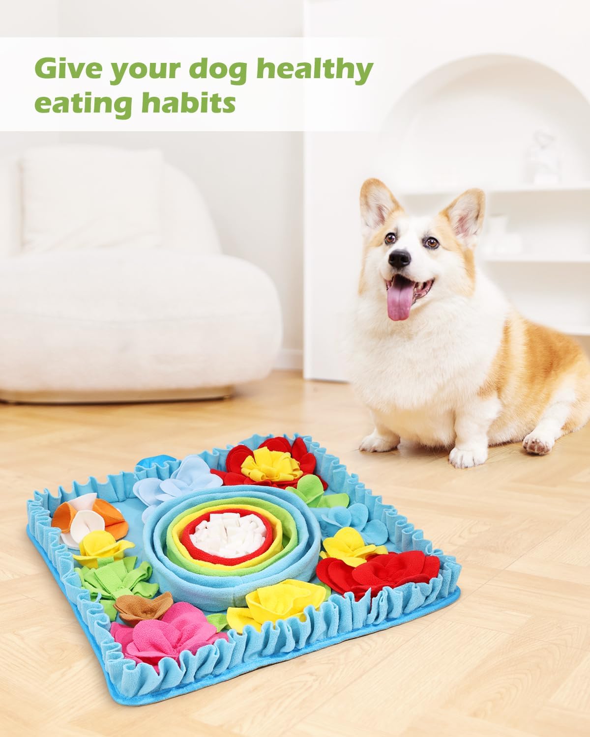 KeeKit Snuffle Mat for Dogs, 19.7x19.7 Inch Treat Feeder Mat, Interactive Dog Puzzle Mat for Anxiety Relief & Mental Stimulation, Small Medium Breed Puppies