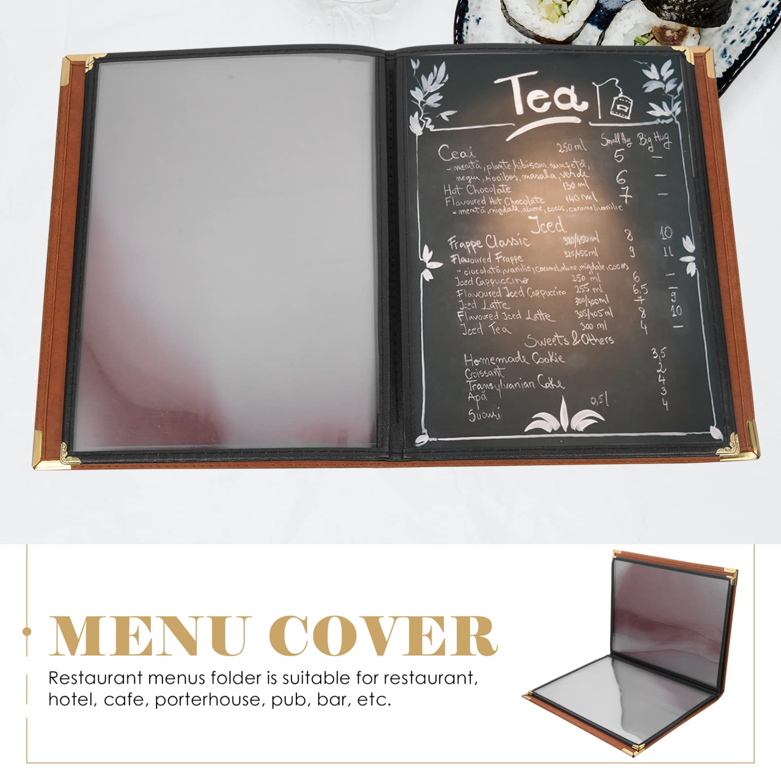 Luxshiny Porta Menù Trasparente in Pvc Copertina Protettiva per Libro Menù Ristorante Raccoglitore per Ricette Facile da Pulire Panno Umo