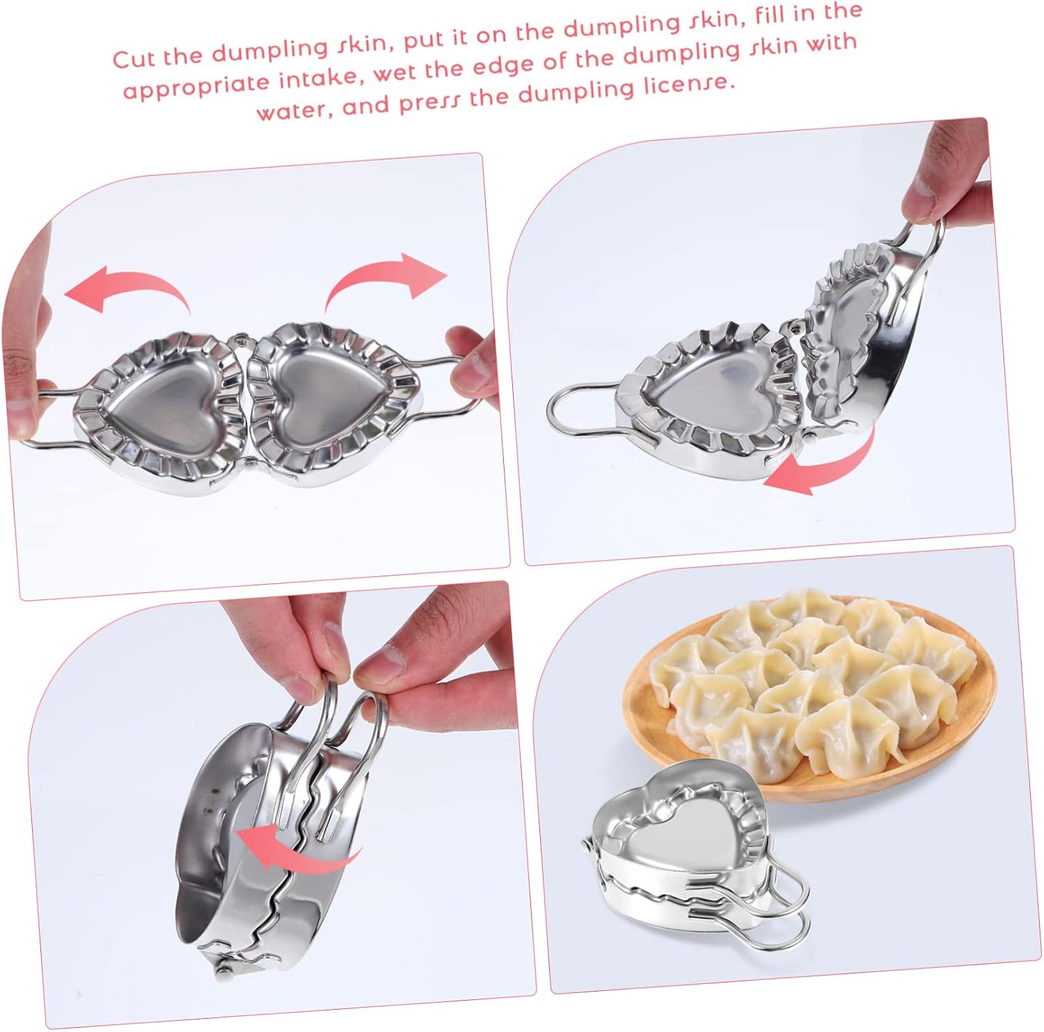 STOBAZA Dumpling Maker Mold Set Stainless Steel Pierogi Press Tool Kit Adjustable Dumpling Wrapper Cutter for Home Kitchen Cooking