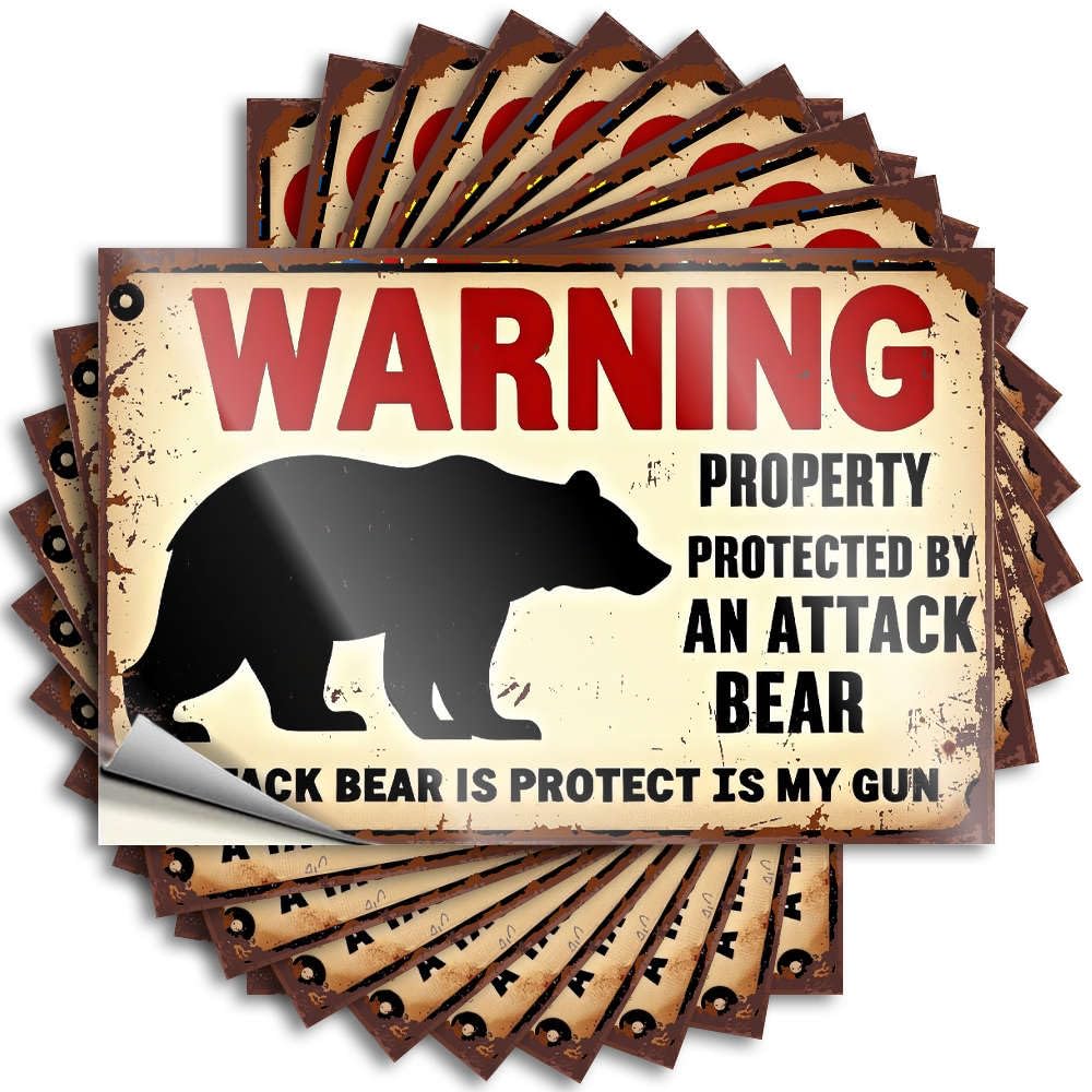Bumper Mens Bathroom Decor Custom Stickers, Bumper Waterproof Warning: Property Protected By an Attack Bear. for Hydro Flask | Cats Vinyl Decals for Hunting Holiday Gift(8X12CM)