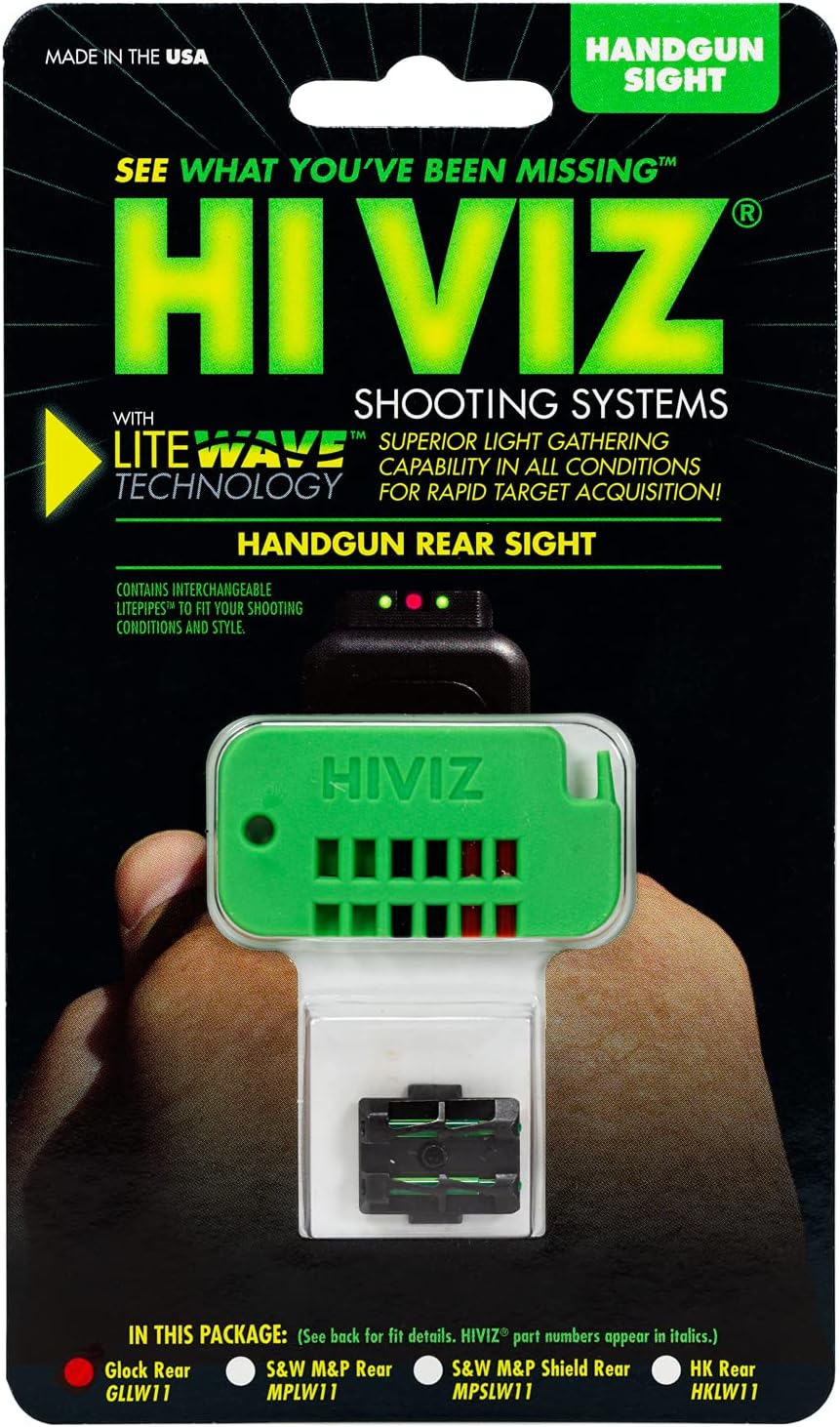 GLLW11 HIVIZ Sight Systems, Litewave Rear Sight, Glock 42 in .380, Green, Red, and Black, One Size