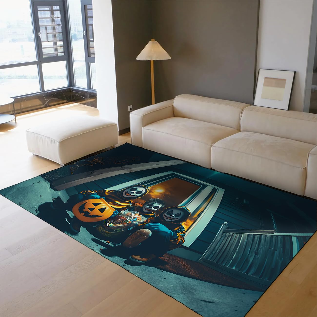 Tapis citrouille chic Halloween au design unique pour salle de jeux