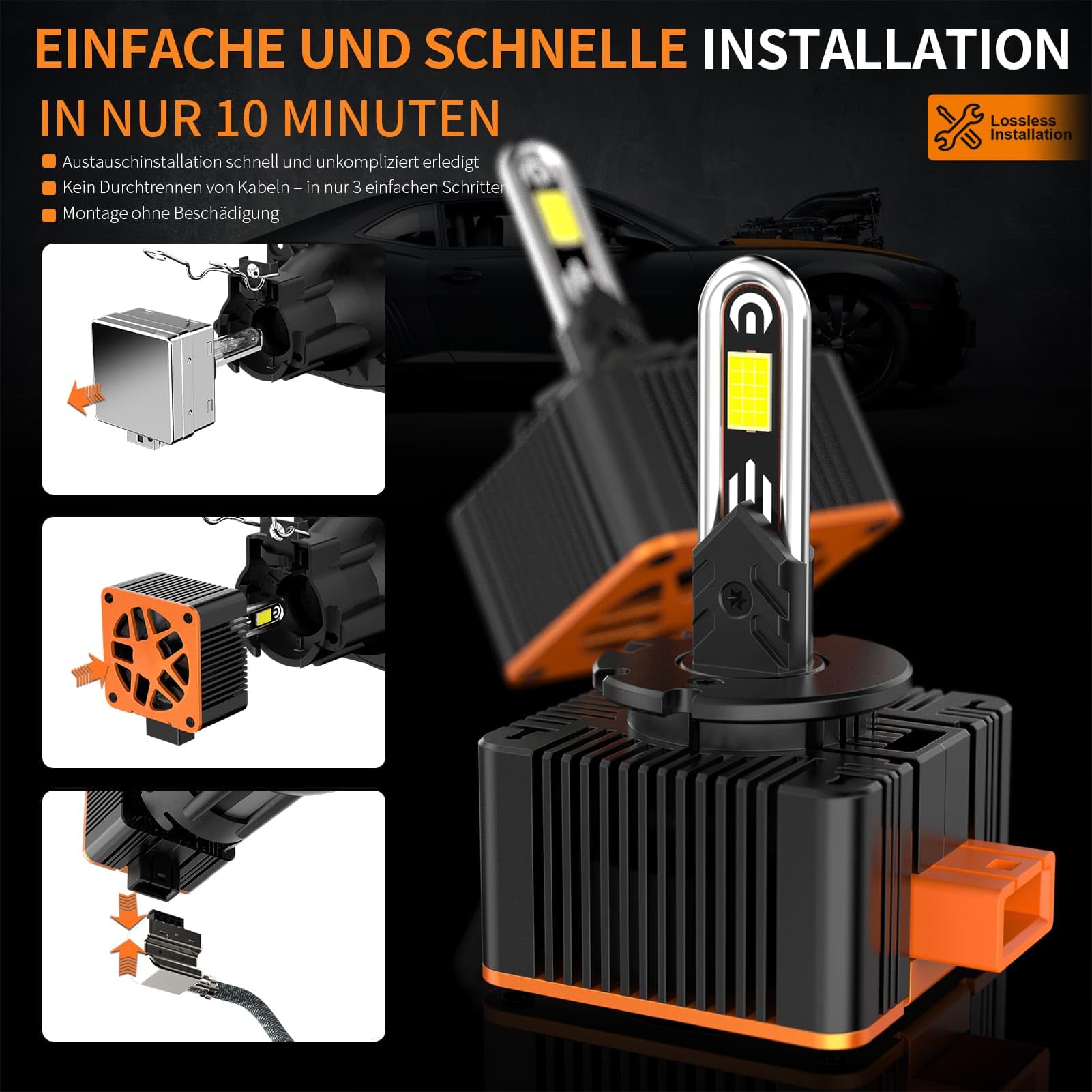 D3S Xenon Brenner – Extra Hell 6000K Weiß mit KI-Chip & Zulassung – 12V 60W Bixenon D3S Scheinwerfer Ersatzlampe