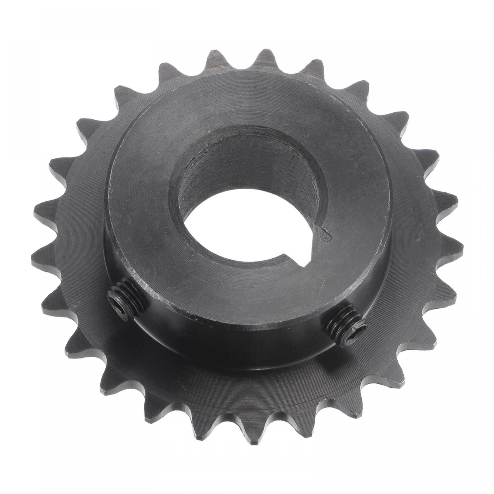 uxcell 25 Tooth Roller Sprocket B Type, #25 Chain, Single Strand 1/4" Pitch, 17mm Bore Black Oxide C45 Carbon Steel, Keyway with Set Screws for ISO
