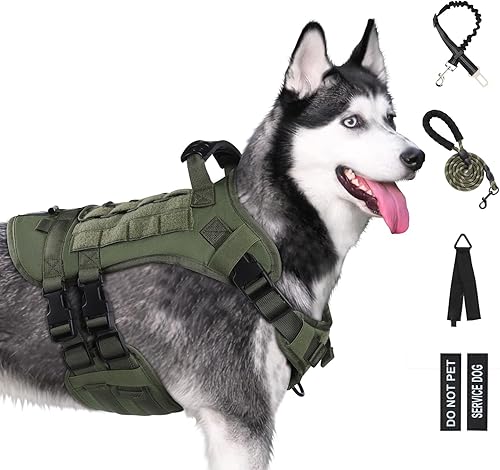 Yungaspy Arnés táctico sin tirones para perros grandes, juego de arnés y correa Molle a prueba de escapes, arnés ajustable para perro de servicio disponible en Yaxa Venezuela