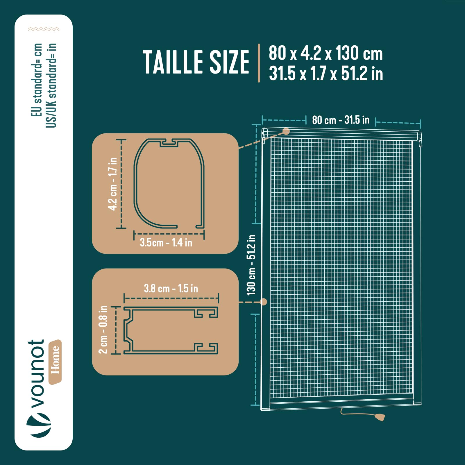VOUNOT® Store Moustiquaire Fenêtre Enroulable en PVC Recoupable avec Maille en Fibre de Verre Store Moustiquaire Installation Facile L80 x H130 cm Blanc