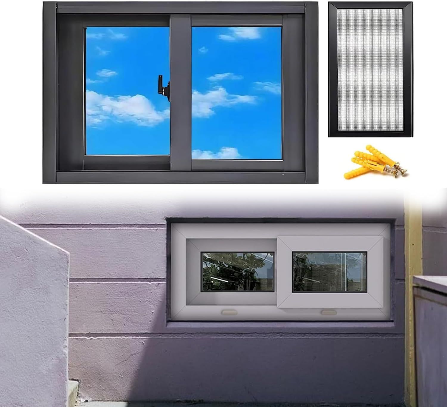 Aluminum Basement Window, 30x20in 30x15in 30x16in Horizontal Shed Window with Locking, House Replacement Windows with Tempered Glass and Screen for Basement Garage or Shed(White,W30xH20in)
