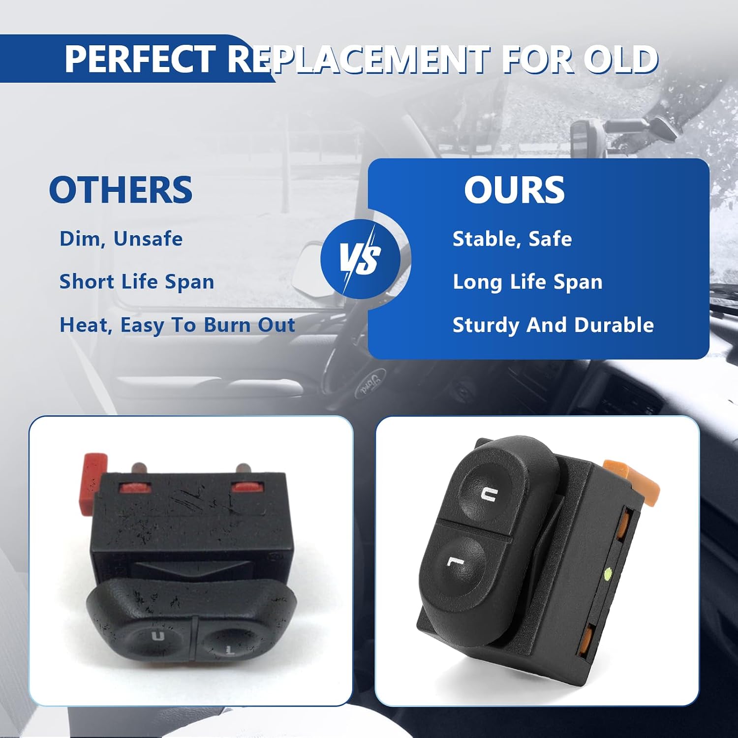 901-234 Front Driver Side Power Door Lock Switch Assembly Compatible with 1991-1997 Bronco F150 F250 F350 1991-2008 E150 250 350 91-94 Explorer OEM 901-234 E6DZ14028B PDS108 SW6493