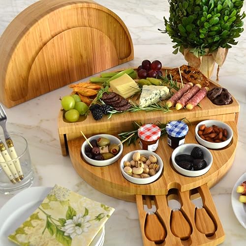 Miniatura 2 de Picnic at Ascot NCAA Nebraska Cornhuskers - Tabla de quesos patentada giratoria de dos niveles con licencia oficial de 16 pulgadas de diámetro