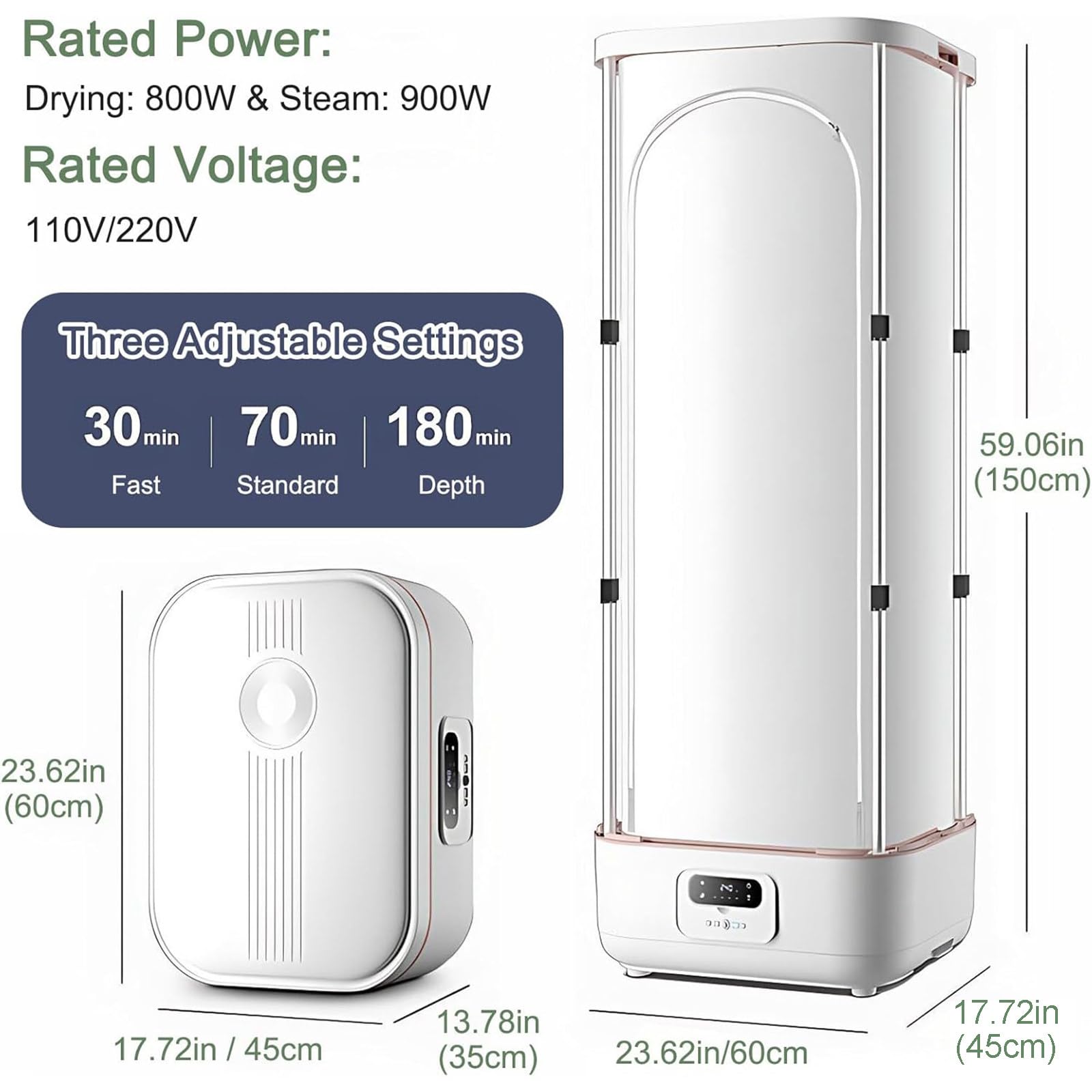 Máquina de Planchado Automática, Plancha a Vapor, Vaporizador y Secadora de Ropa, Higieniza y Seca la Ropa, Resultados en 10 Minutos, Portátil, Carcasa Blanca