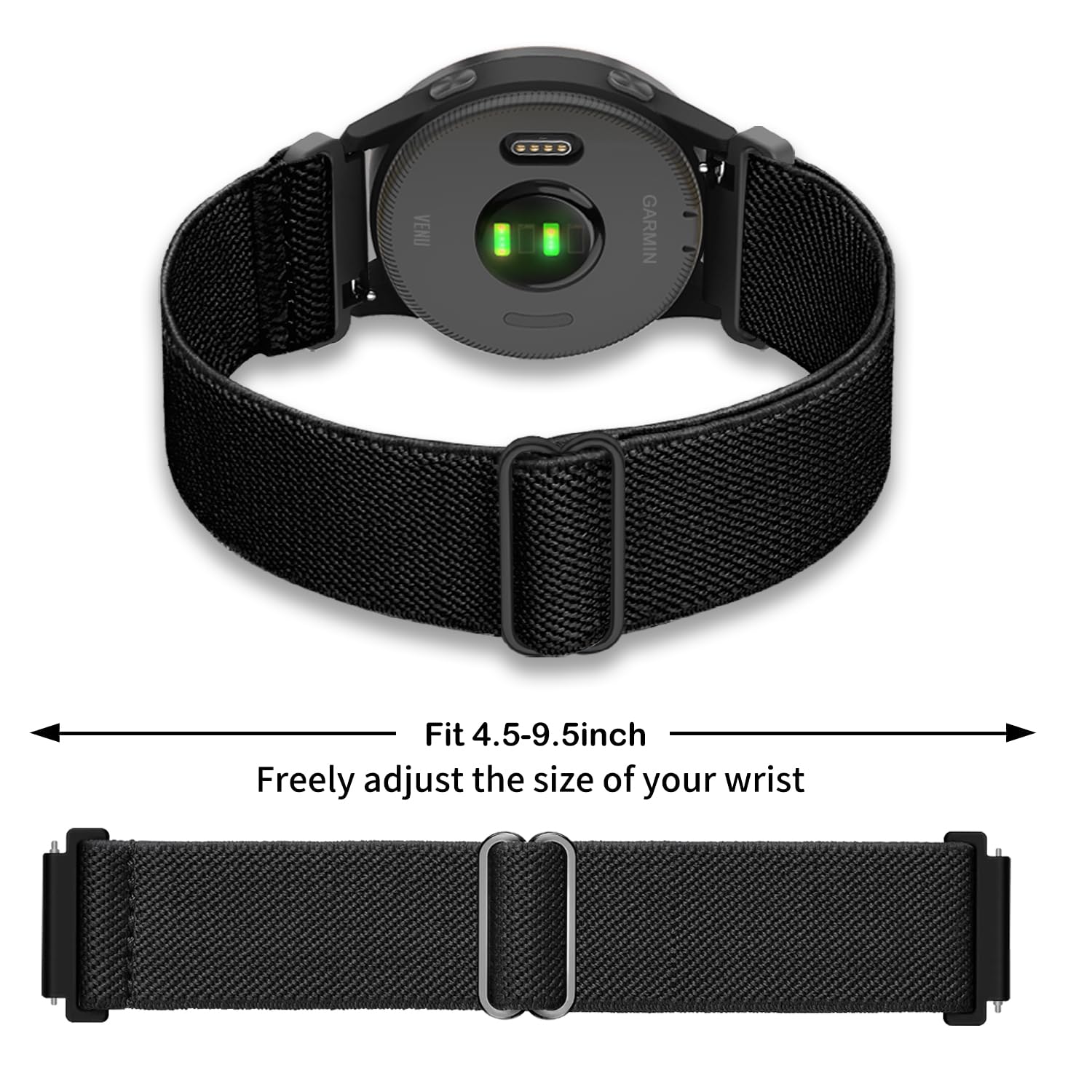Paquete de 8 correas elásticas de nailon para reloj compatibles con Garmin Vivoactive 6/5/Venu/Venu Sq/Venu 2 Plus, bandas de nailon elástico suave de 20 mm para Garmin Vivoactive 3/Forerunner