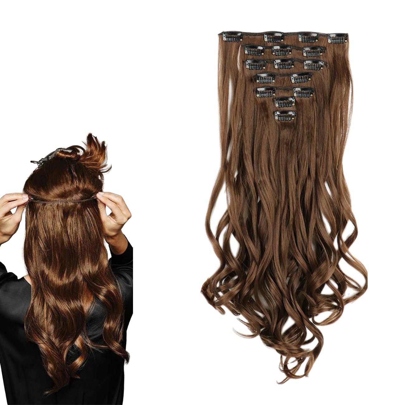prinfantasy Hair Extensions Haarteile Zum Anstecken Elegance Hair Extensions Ponytail Clip in Extensions Echthaar Haarverlängerung Haarteile Clips für Frauen Günstig MW083