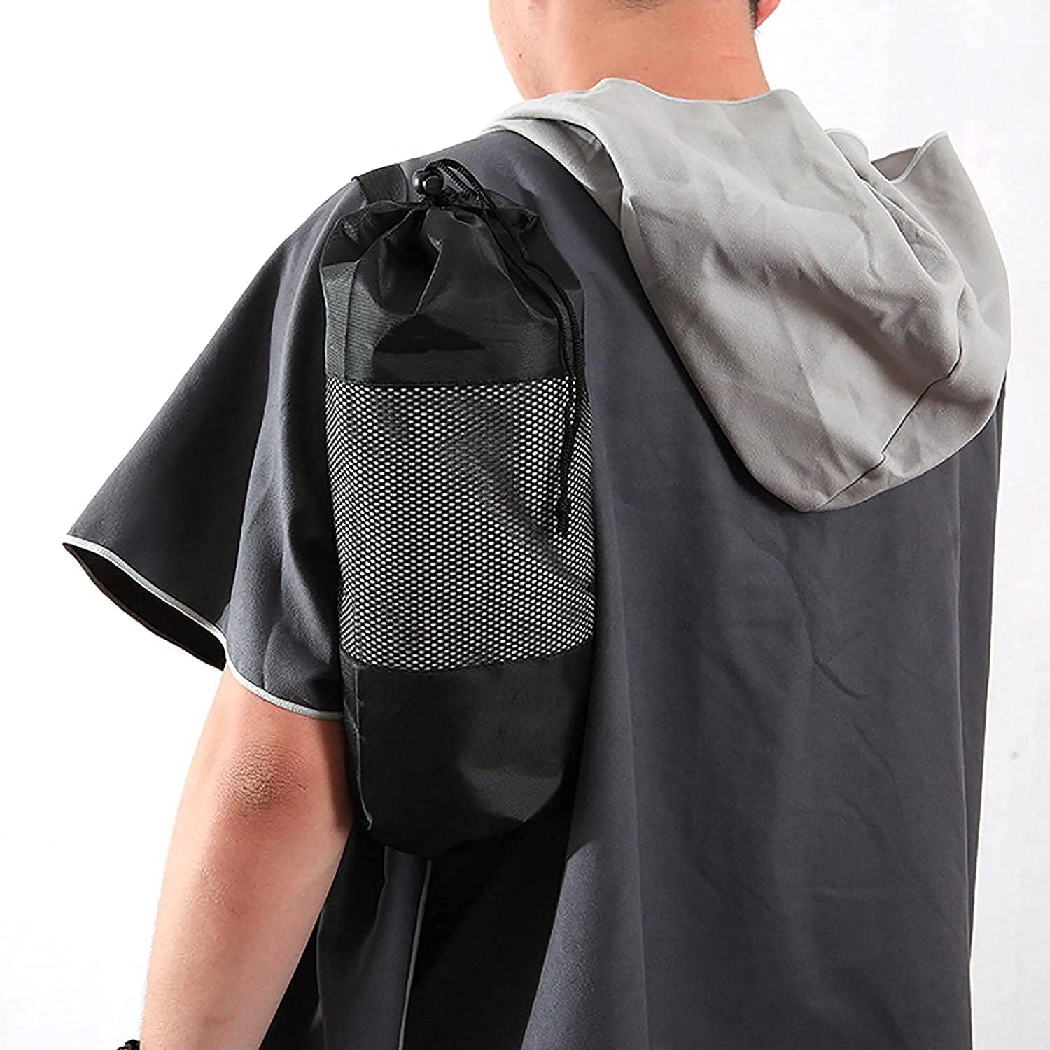 Beach Towels Sports Towel Changing Robe Towel Poncho Surf for Beach Swimming Quick Dry Towel with Hood and Storage Bag for Men and Women Portable Change Clothes 811(Color:Pink)