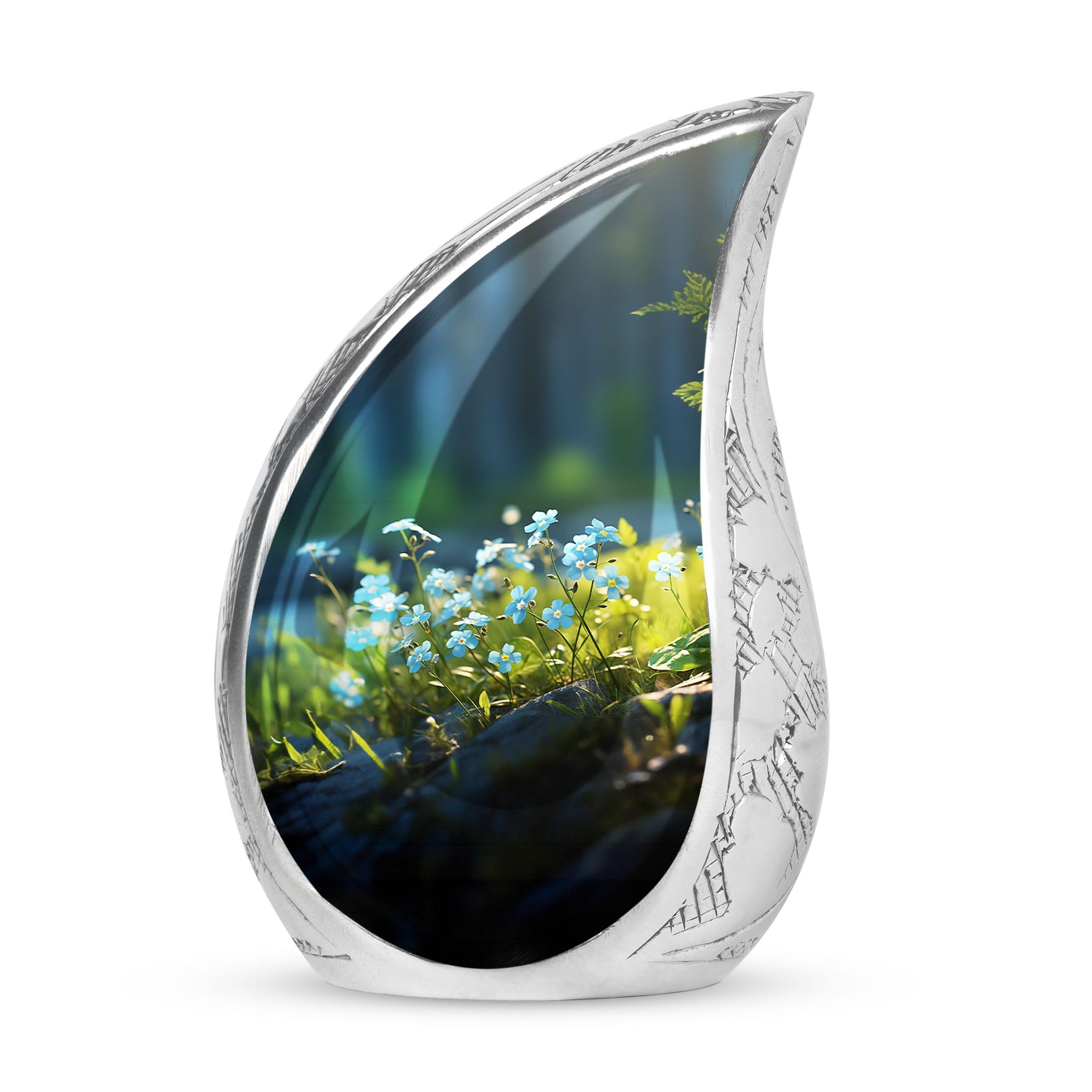 Forget Me Not Flowers Teardrop Urn, Small Urns for Human Ashes Keepsake, Cremation Urn Human Ashes, Miniature Urn, Keepsake Urns for Human Ashes, Funeral Urn Ashes, Decorative Urns 3 Inch, Pack of 1