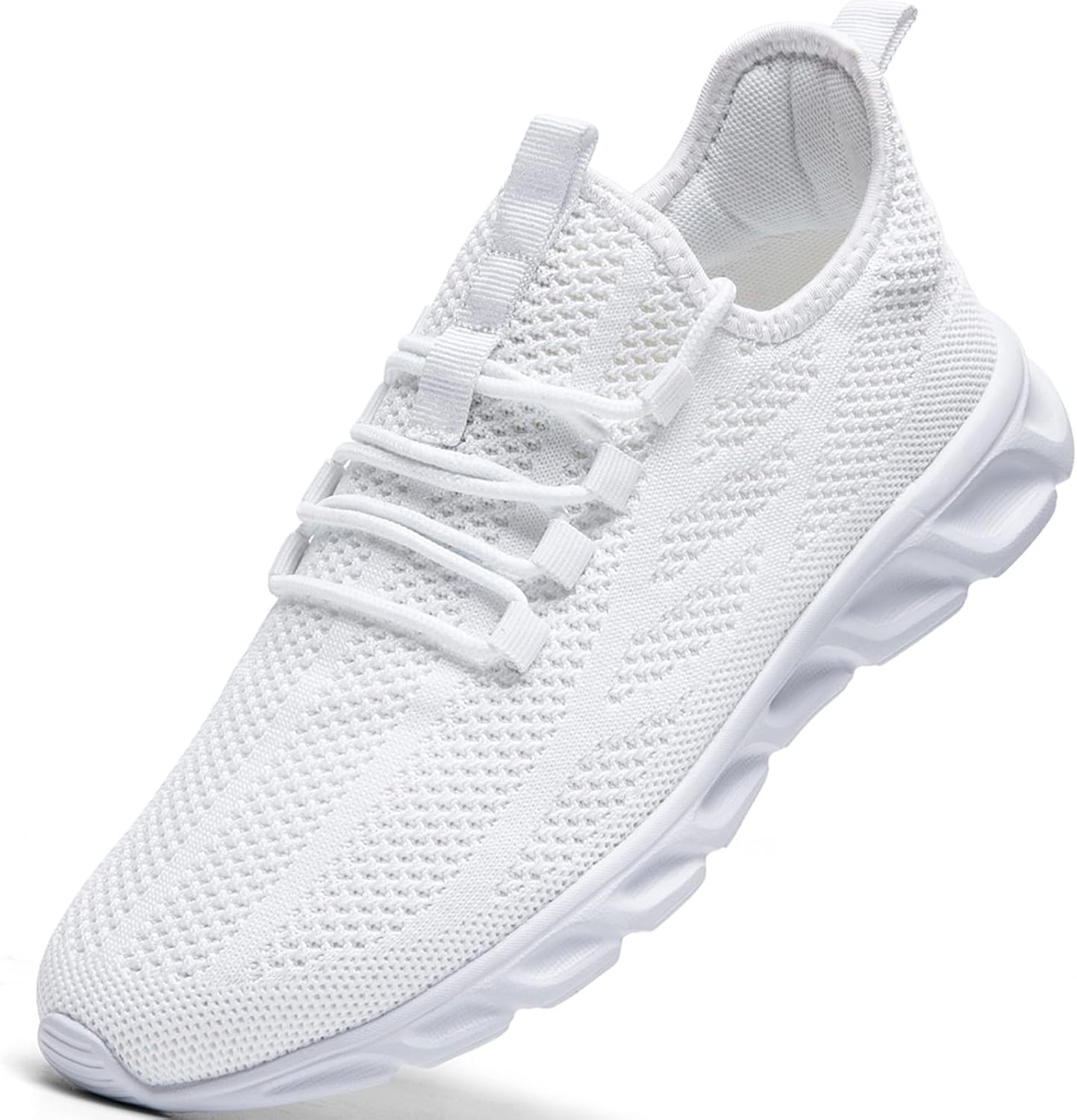 WCIDFY Mens Running Shoes Mesh Breathable Tennis Shoes Lightweight Walking Sneakers Comfortable for Gym White 8.5