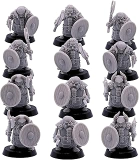 Forged Terrain Dwarf Longbeards Male with Axe and Shield Weapons, Unpainted Bulk Dwarven for 28mm scaled Fantasy Tabletop Wargaming RPG Paintable Player Character Figures