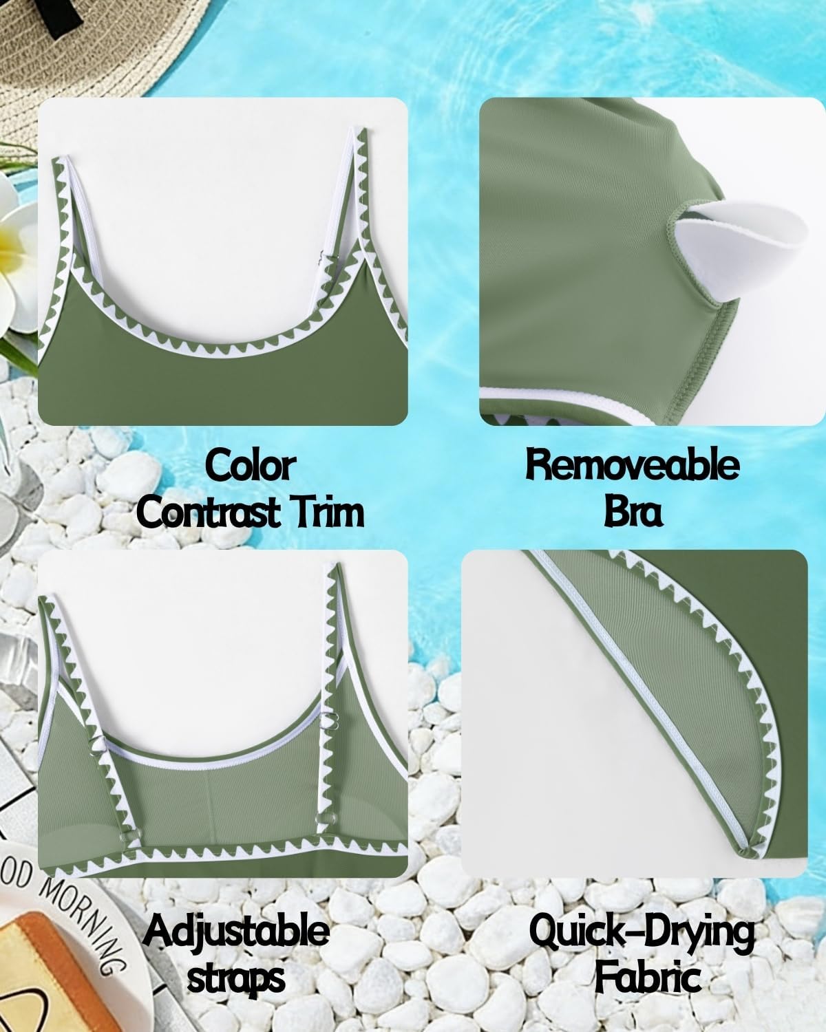 Girls Swimsuit Double Strap High Waist Sporty Bikini Swimsuits Summer Beach 2 Piece Bikini Sets Size 11-15 Years - Image 6