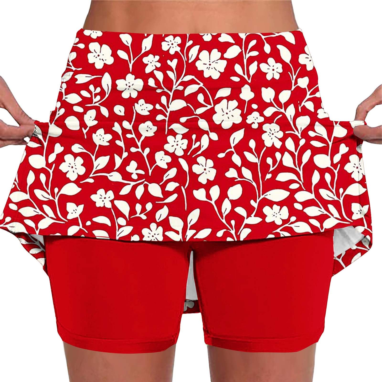 Skorts for Women Plus Size Tummy Control Legging with Skirts Casual High Waist Mini Skirts Athletic Tennis Short — view 16