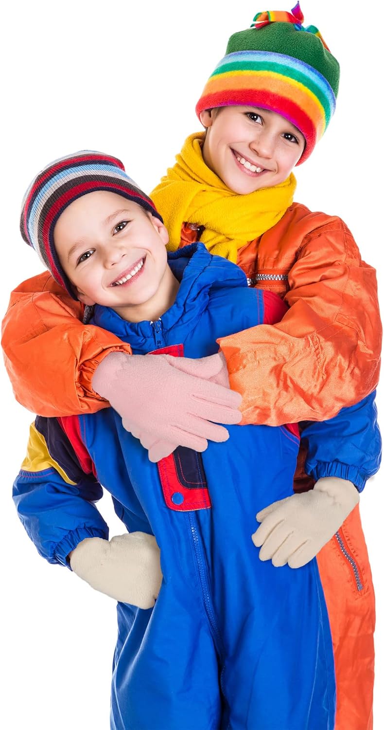 Geyoga 2 Pairs Kids Fleece Gloves Full Finger Winter Warm Gloves Cold Weather Mittens for Boy Girl - Image 6