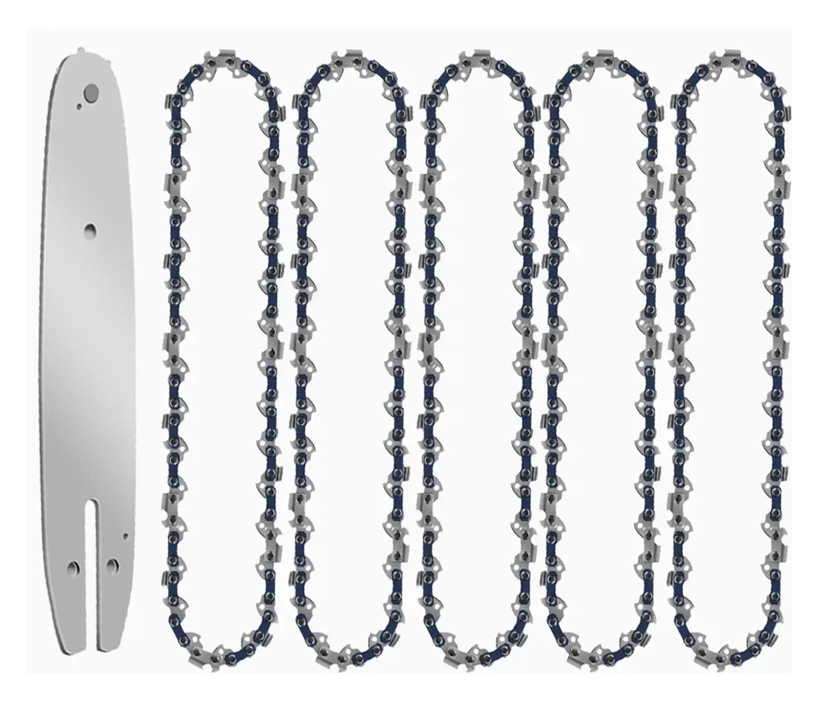 Cadenas para motosierras, Combo de Barra Cadena Motosierra for Sierra eléctrica, Paso 1/4 ", 3/8", 0,325, 4-20 Pulgadas, Varias Piezas(5pcs Chain,18 Inch 050 62 DL)
