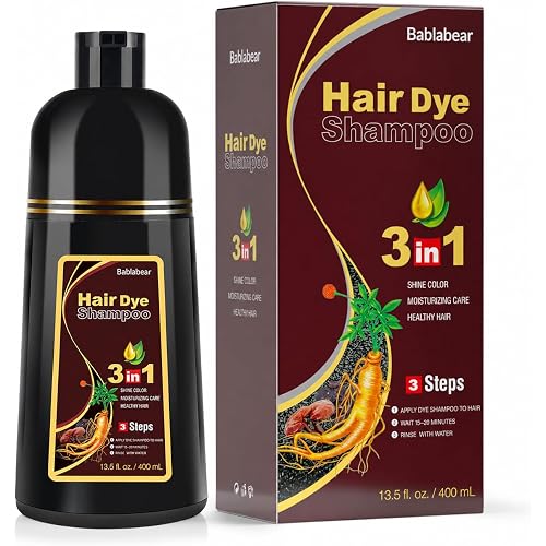 Bablabear Chestnut Brown Hair Color Shampoo for Gray Hair Instant Hair Dye Shampoo for Men & Women-3 in 1 Color Shampoo for Dark Hair-Colors in Minutes-Long Lasting-Safe & Easy to Use