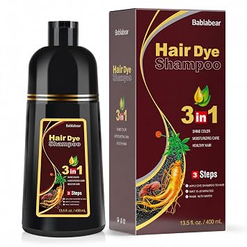 Bablabear Chestnut Brown Hair Color Shampoo for Gray Hair Instant Hair Dye Shampoo for Men & Women-3 in 1 Color Shampoo for Dark Hair-Colors in Minutes-Long Lasting-Safe & Easy to Use