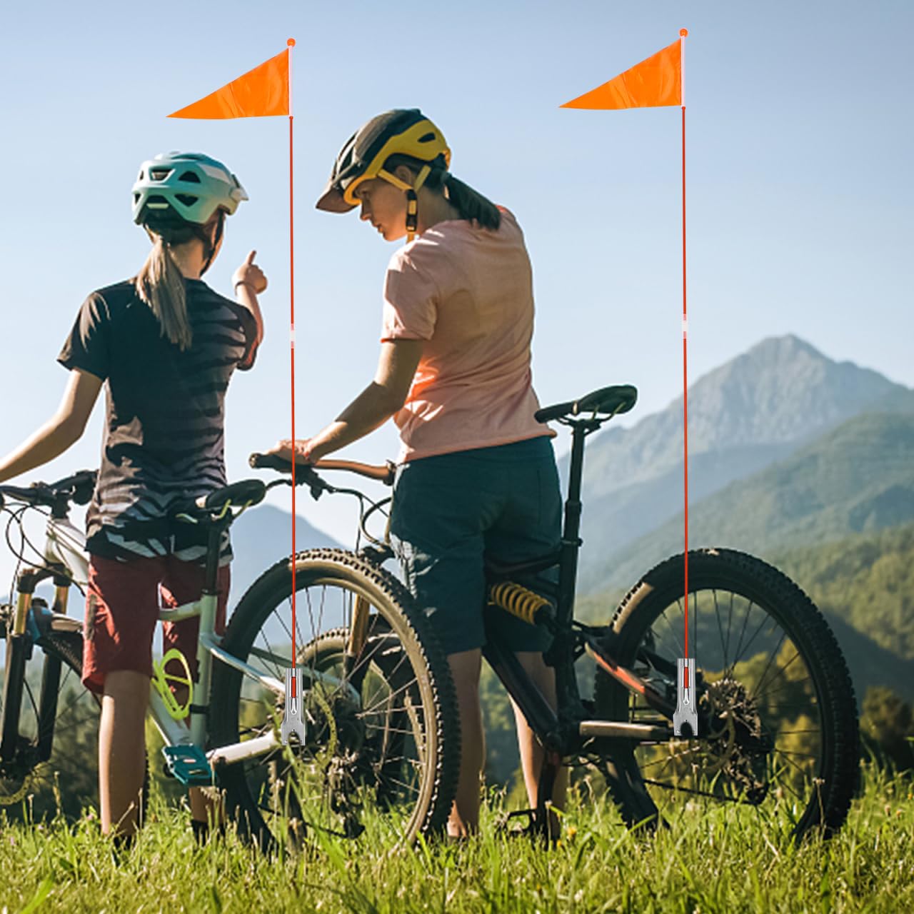 2 Stück verschleißfeste Sicherheitsflaggen für die Rückseite Stangen Fahrradflaggen für Kinder und Erwachsene reflektierendes Sicherheitszubehör für Fahrräder Roller