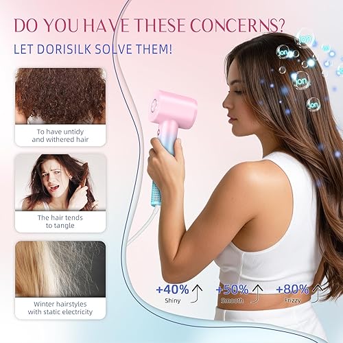 Miniatura 5 de DORISILK Ionic - Secador de pelo de alta velocidad de 110,000 RPM, secador de pelo profesional para uso doméstico en salón, secador de pelo