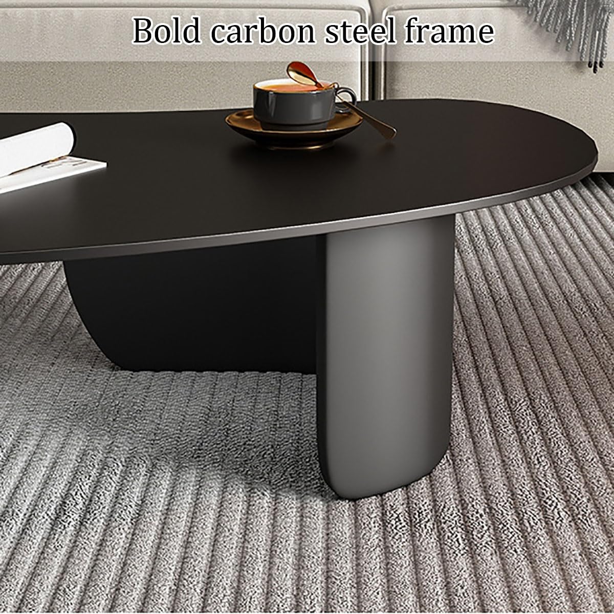 Table basse moderne en ardoise avec design unique en forme de nuage pour le salon, grande table basse de luxe en plusieurs styles