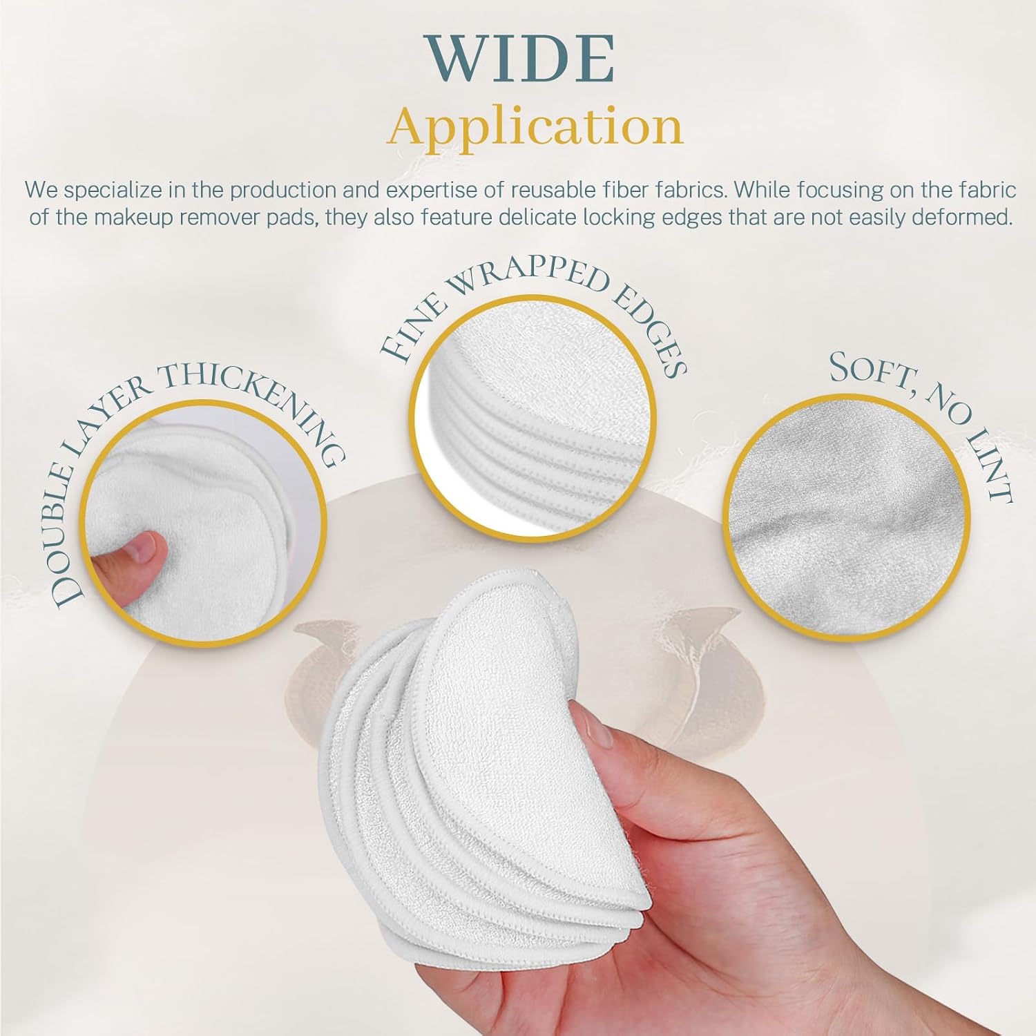 30 Pcs Natural Fiber Round Makeup Remover Pads, Washable Reusable Face Pads Cloth Rounds, Facial Cleansing Pads Wipes for All Skin Types Travel (White)