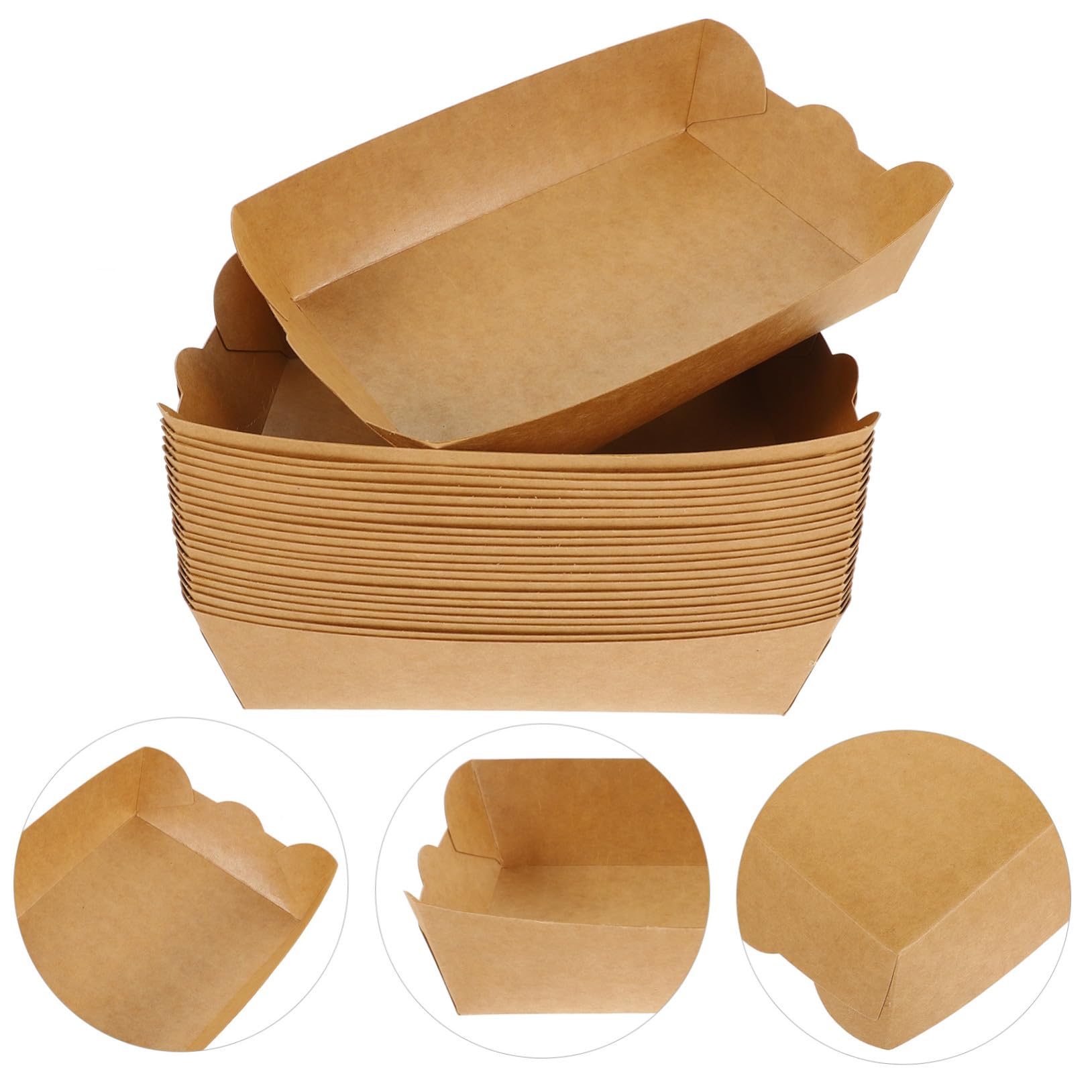100 pezzi Scatole Takeout in Carta Kraft Contenitori Usa e Getta Antigrasso per Snack Fritti Barchette Alimentari Piccole per Patatine Hot Dog e Finger Food per Bar Feste e Picnic