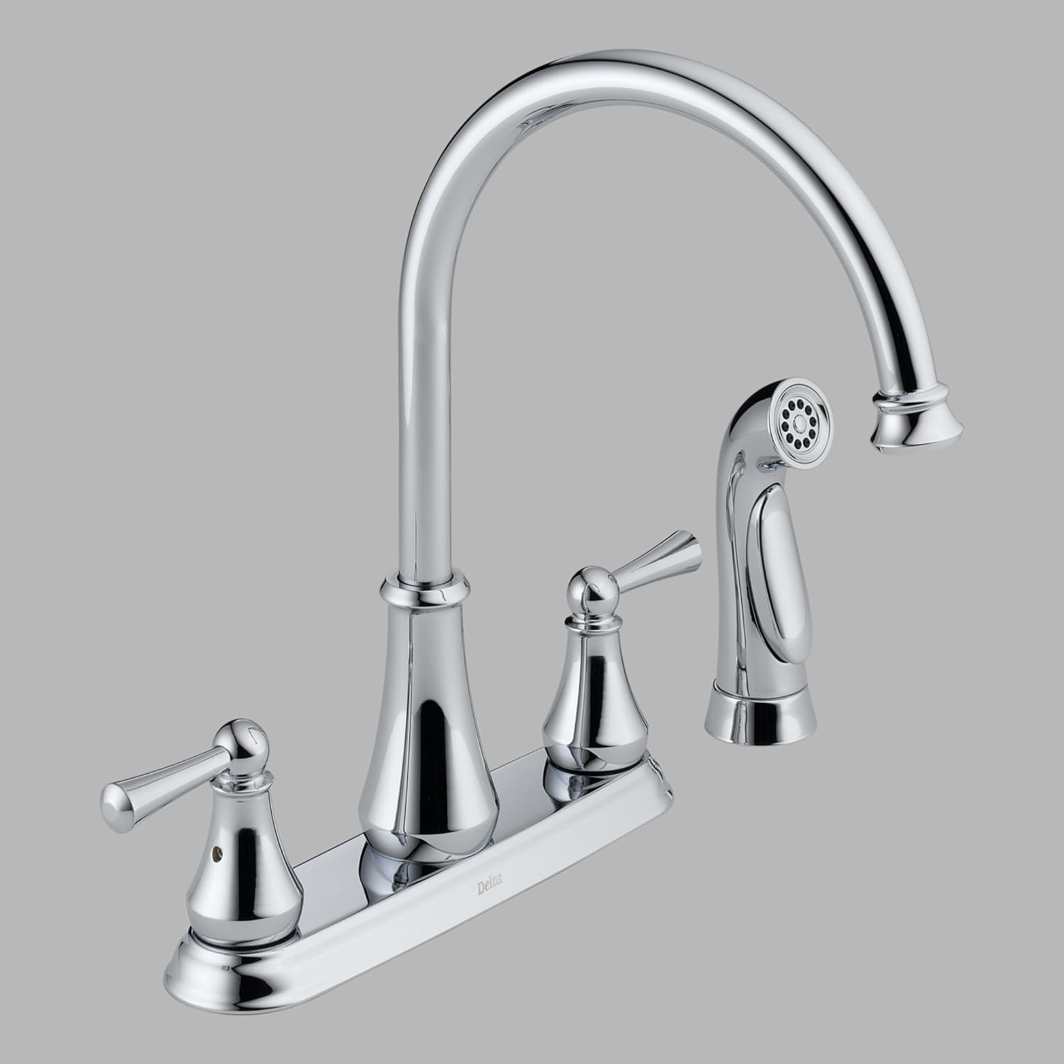Delta 21902LF Lewiston Two Handle Kitchen Faucet with Spray, Chrome